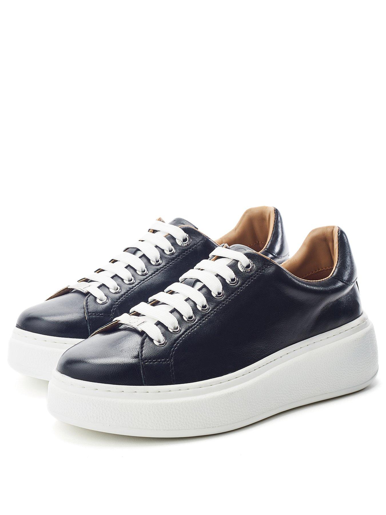 Image 2 of 3 of Moda In Pelle Cherrie Black Leather Slab Sole Trainer