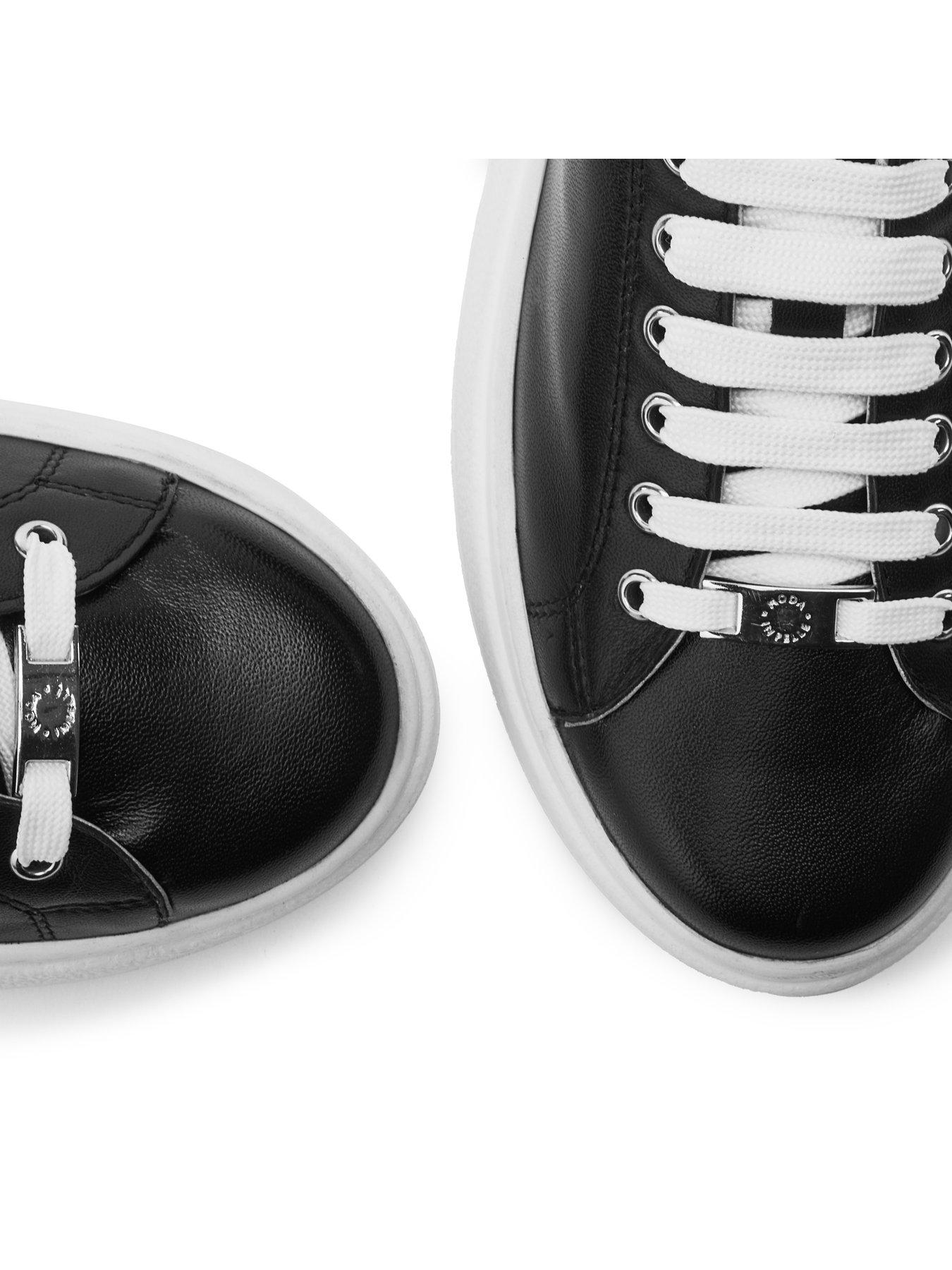 Image 3 of 3 of Moda In Pelle Cherrie Black Leather Slab Sole Trainer