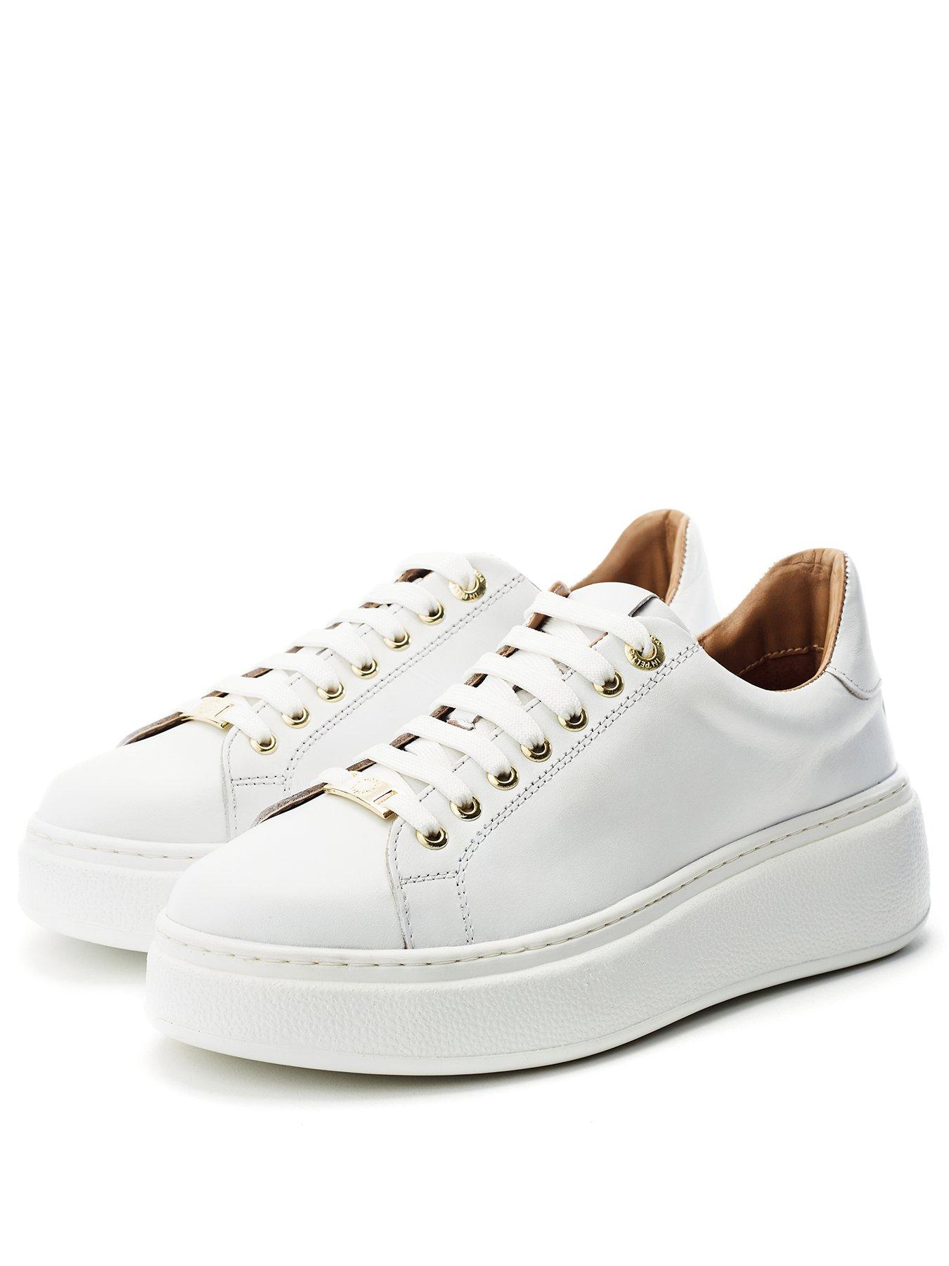 image of moda-in-pelle-cherrie-white-leather-slab-sole-trainer