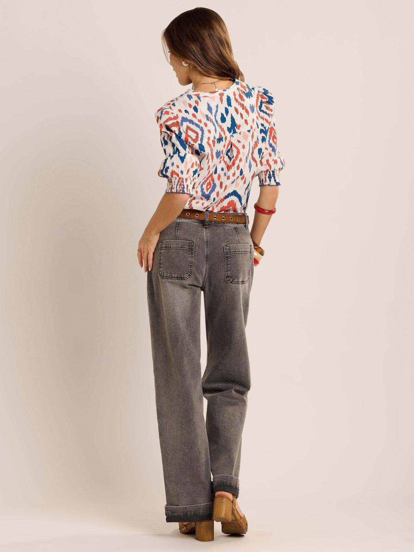 Image 3 of 7 of Brakeburn Yuki Abstract Print Half Sleeve Blouse - Multi