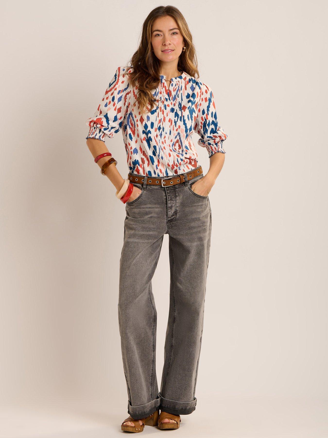 Image 5 of 7 of Brakeburn Yuki Abstract Print Half Sleeve Blouse - Multi
