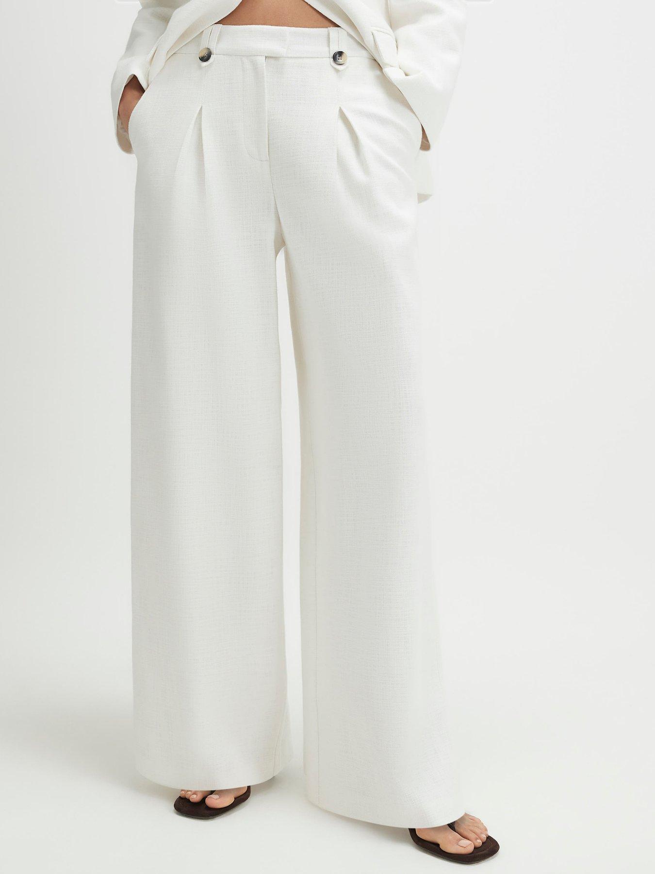 River Island Linen Co-ord Wide Leg Trousers - White
