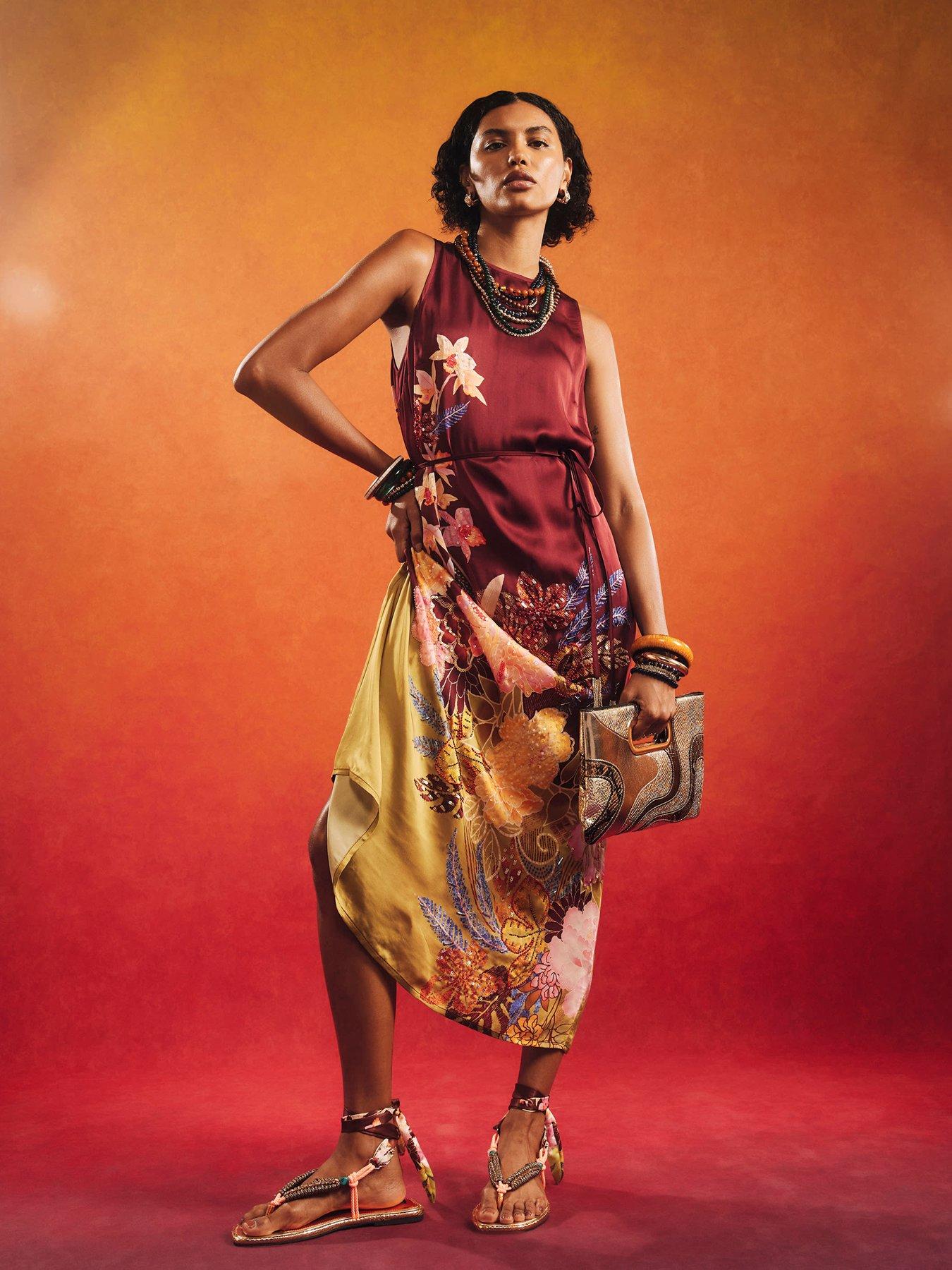 Image 1 of 4 of River Island Terry De Havilland Oriental Maxi - Brown
