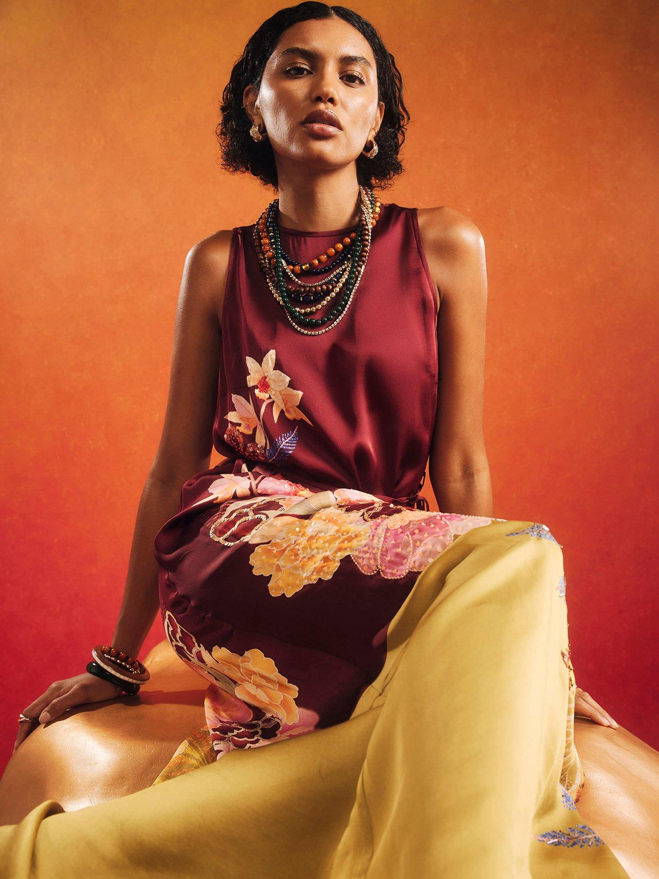 Image 4 of 4 of River Island Terry De Havilland Oriental Maxi - Brown
