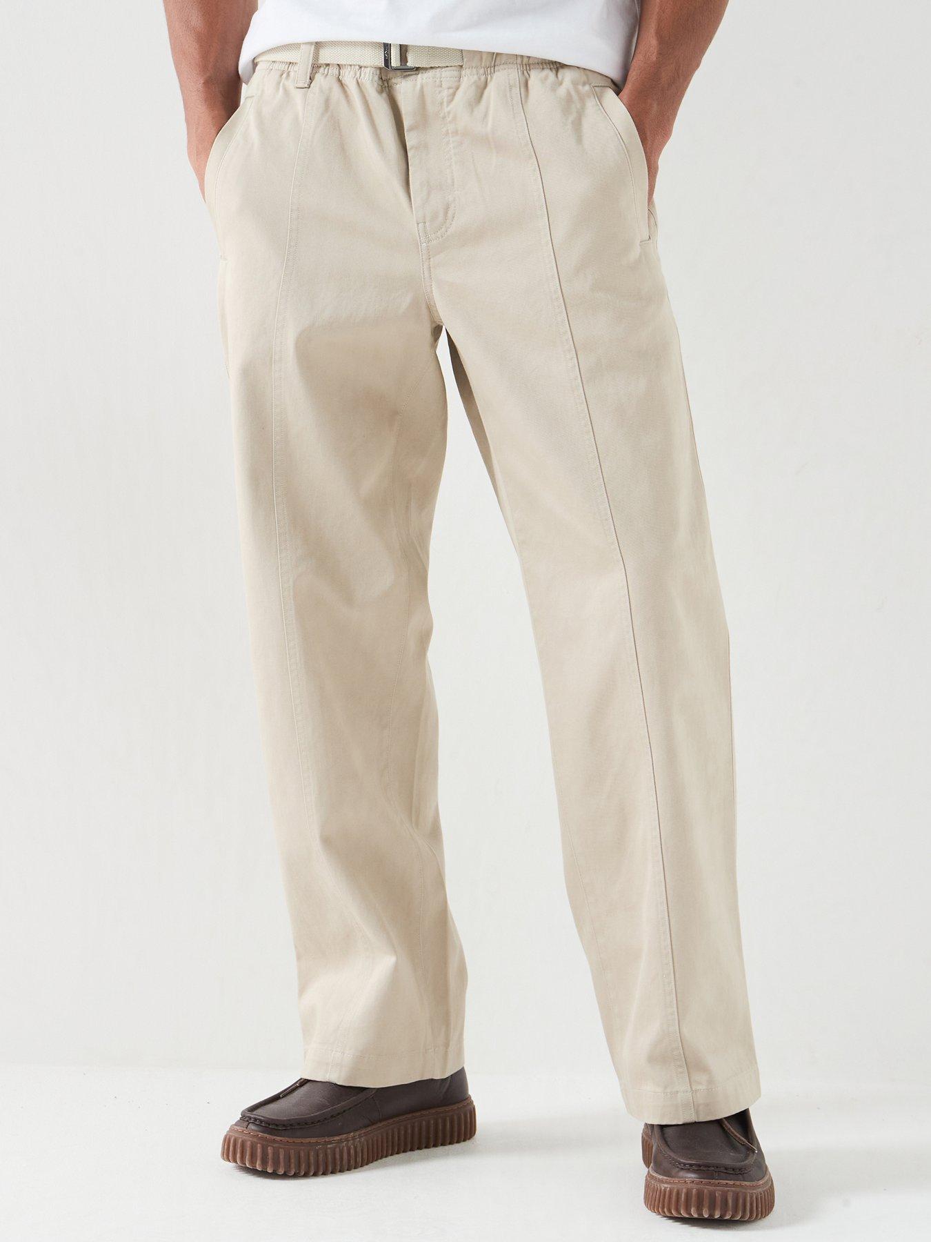 Calvin Klein Jeans Relaxed Utility Cotton Trousers - Cream