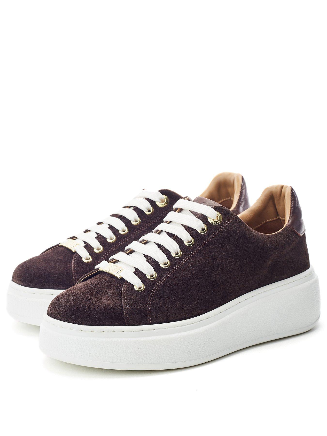 Image 2 of 3 of Moda In Pelle Cherrie Brown Suede Slab Sole Trainer