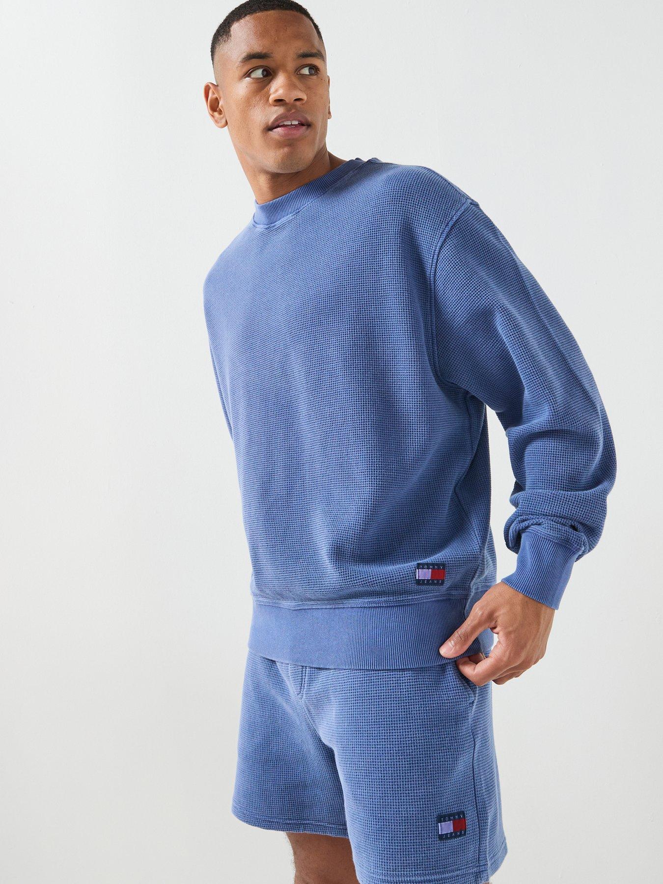 Tommy Jeans Relaxed Washed Waffle Crew Sweatshirt - Blue