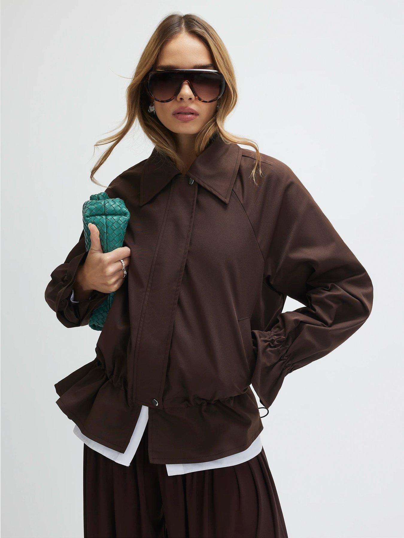 River Island Drop Hem Casual Drawstring Jacket - Brown