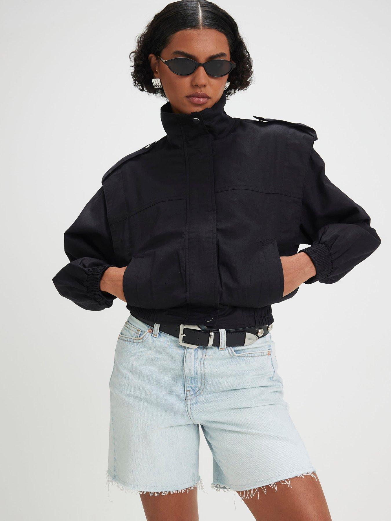 River Island Shoulder Detail Bomber Jacket - Black