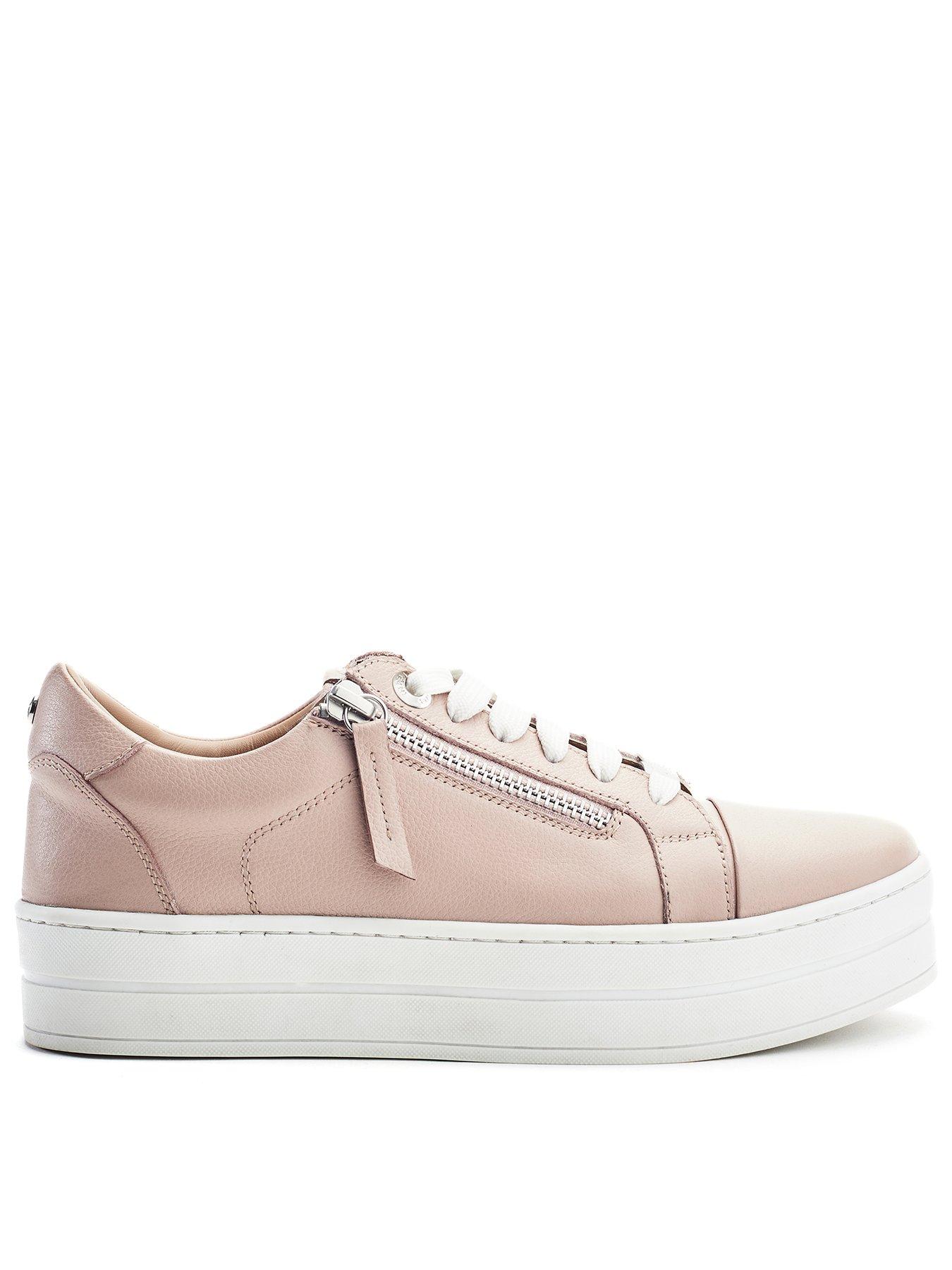 Moda In Pelle Abbee Cameo Leather Slab Sole Lace Up Trainer With Zip
