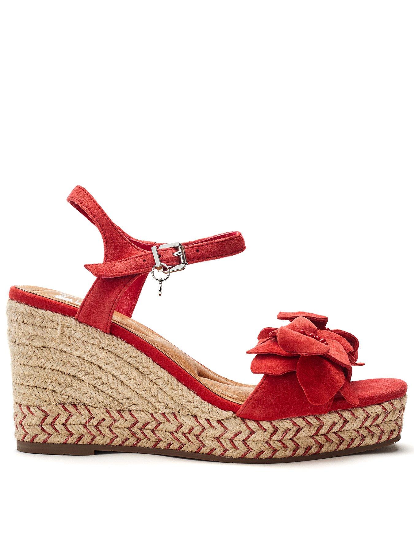 Image 2 of 5 of Moda In Pelle Mistee&nbsp;Suede Flower Detail Wedge - Red