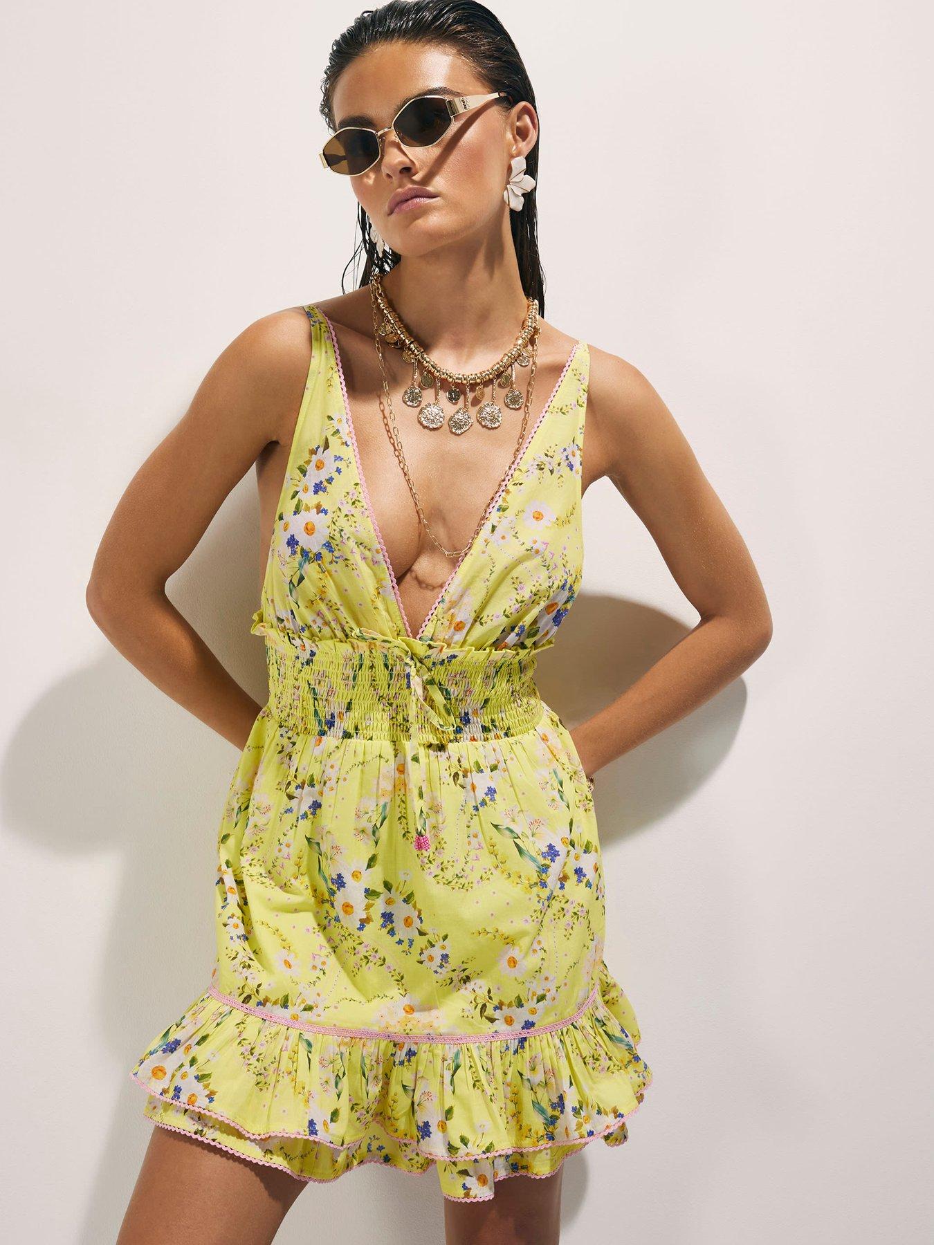 River Island Daisy Floral Print Mini Dress - Yellow