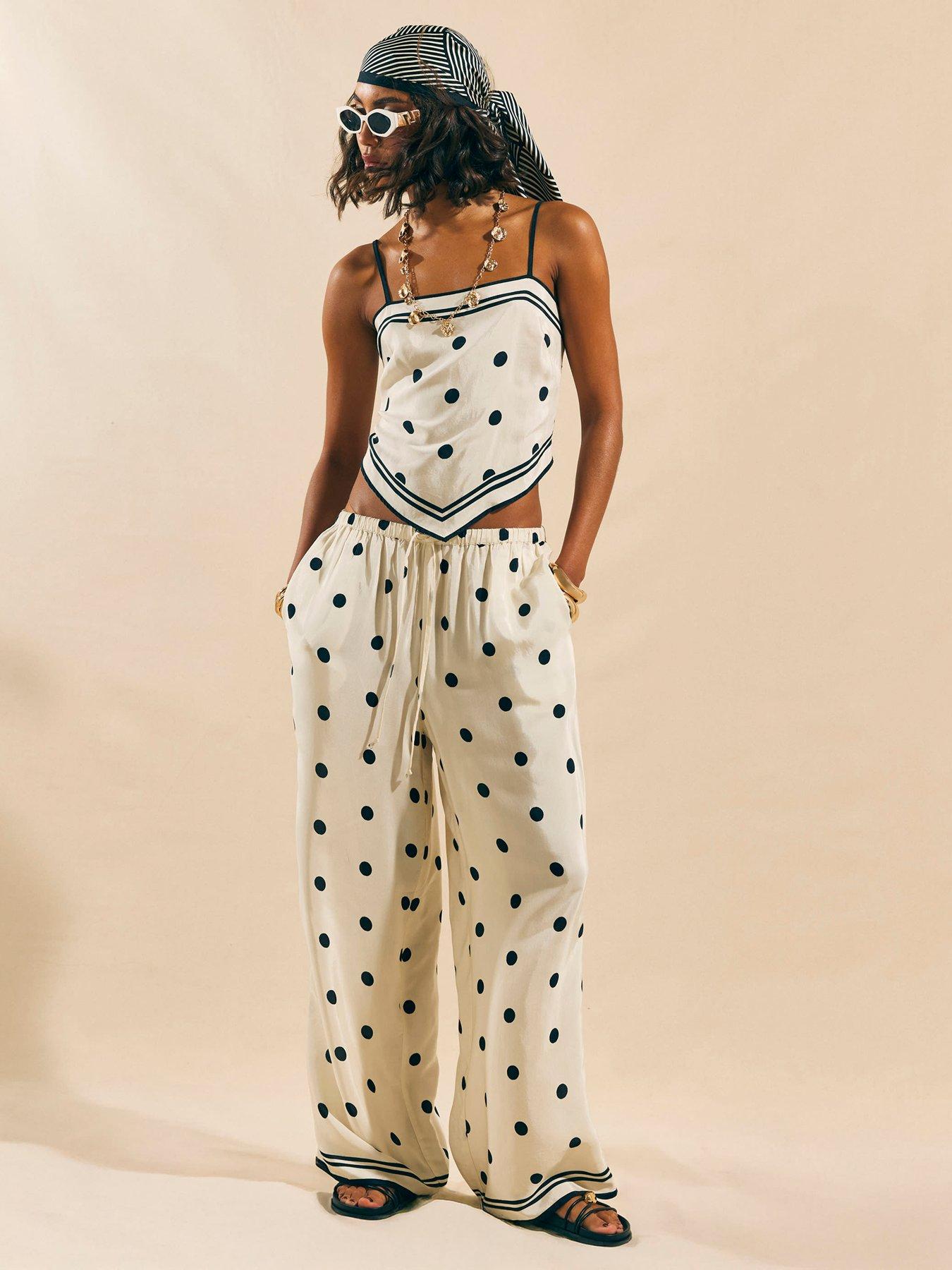 River Island Spot Print Co-ord Trouser - Cream