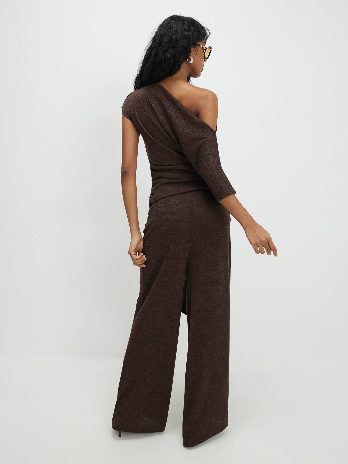 Image 2 of 4 of River Island Tie Waist Trouser - Brown