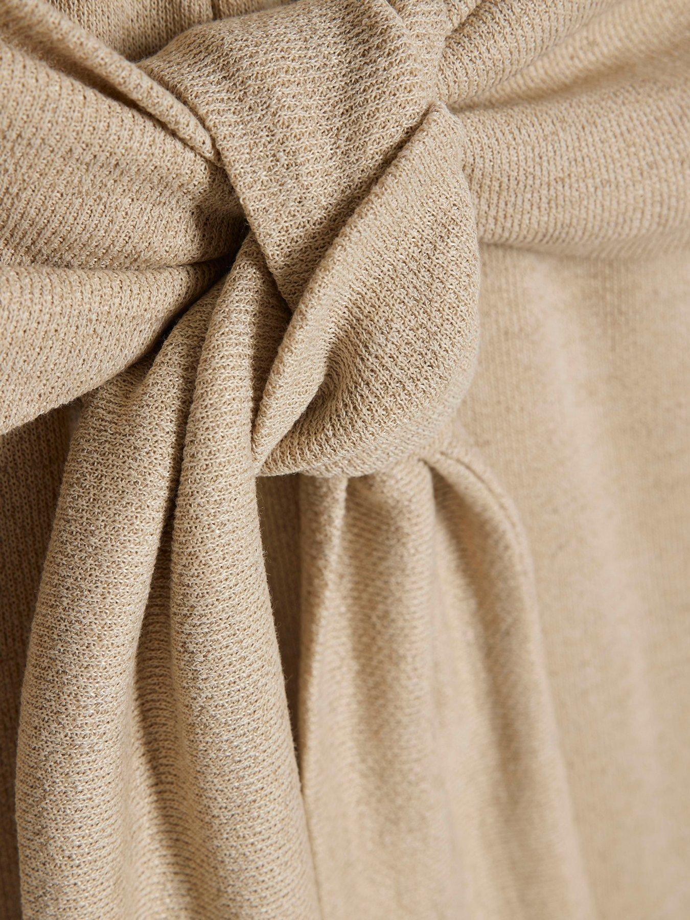 Image 6 of 6 of River Island Tie Waist Trouser - Beige