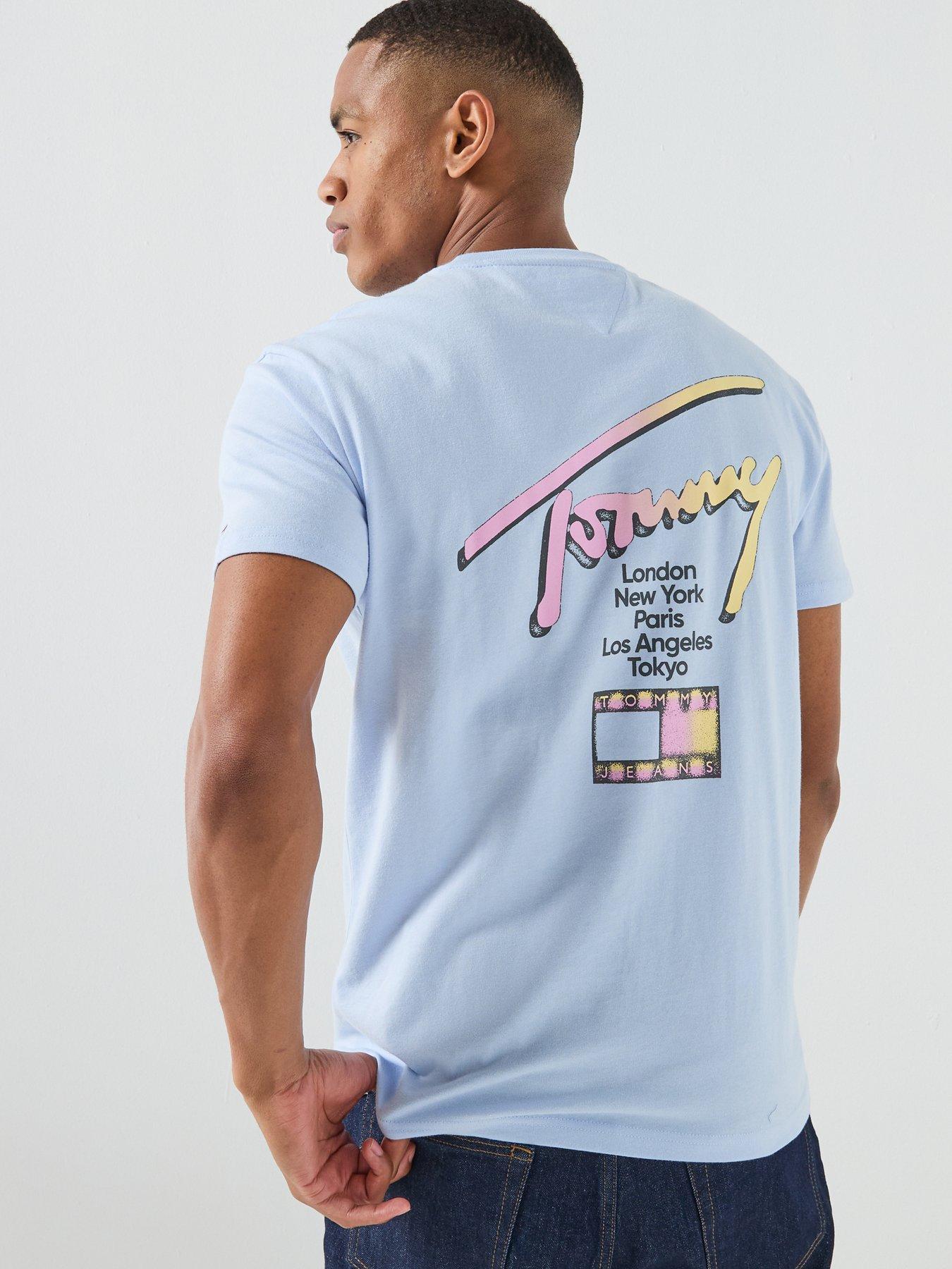 Tommy Jeans City Signature Back Graphic T-Shirt - Light Blue