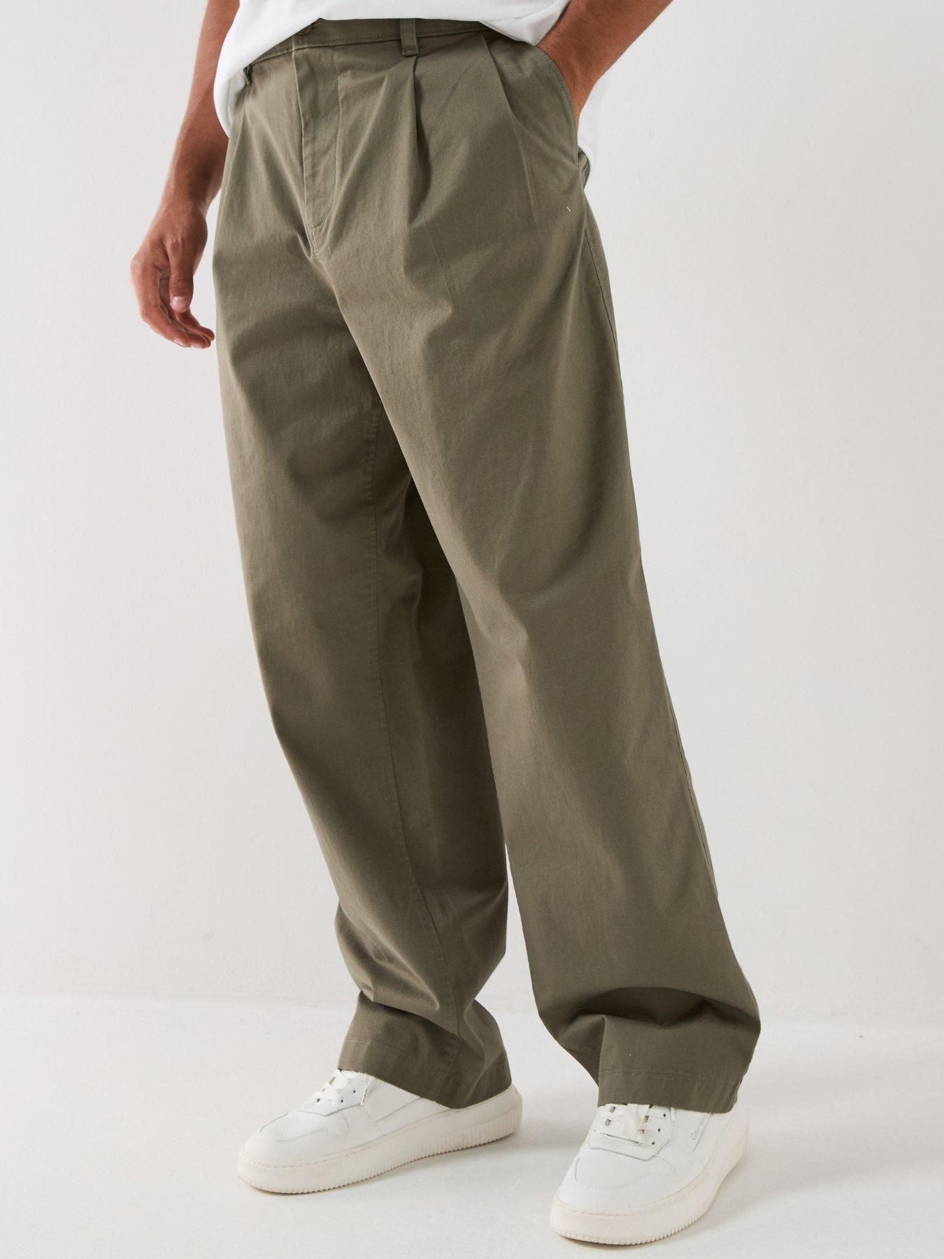 Calvin Klein Jeans Washed Pleated Trousers - Khaki