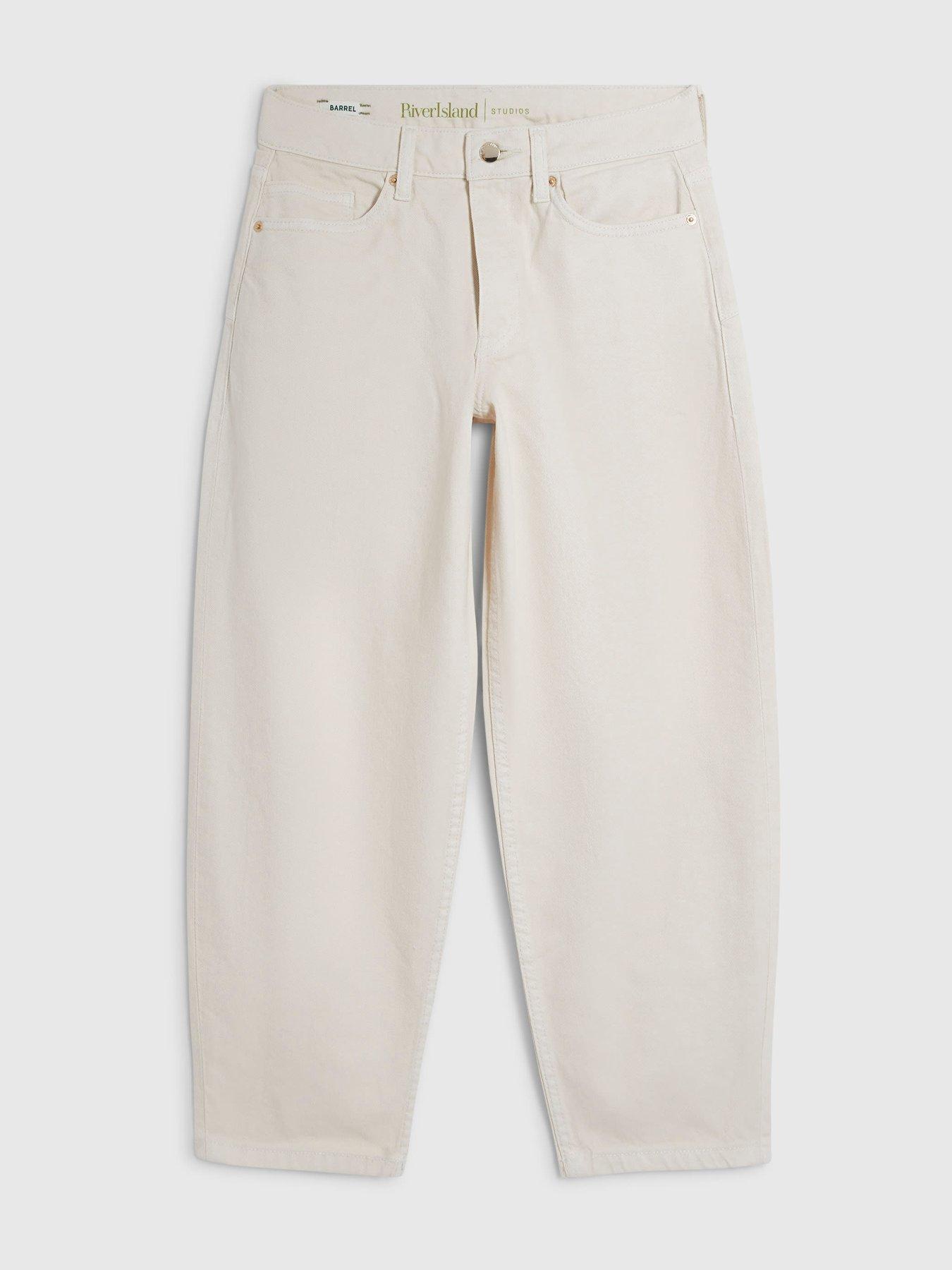 Image 5 of 6 of River Island Petite Barrel Leg Jeans - Cream