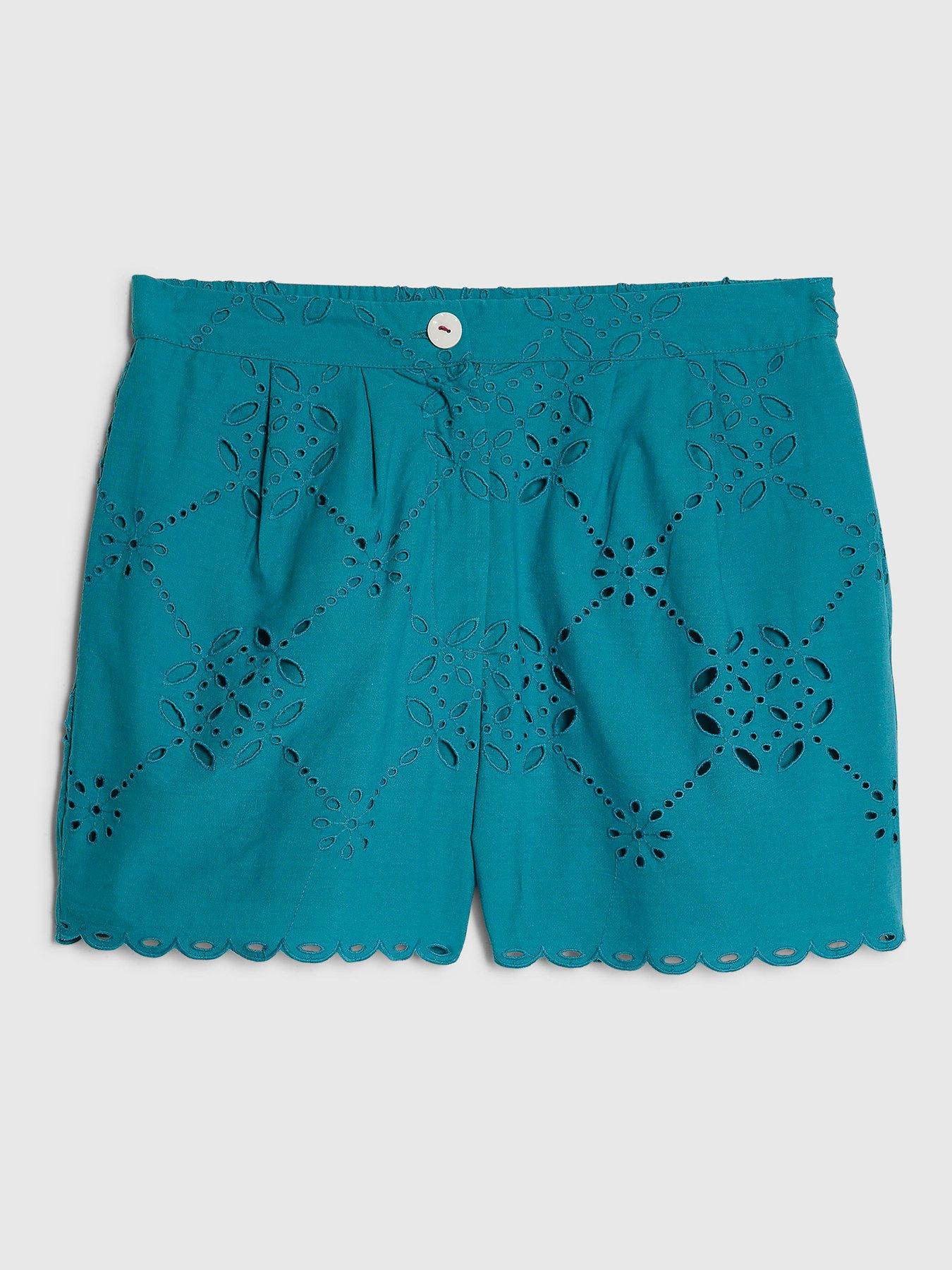 Image 5 of 6 of River Island Blue Poplin Cutwork Shorts Co-ord