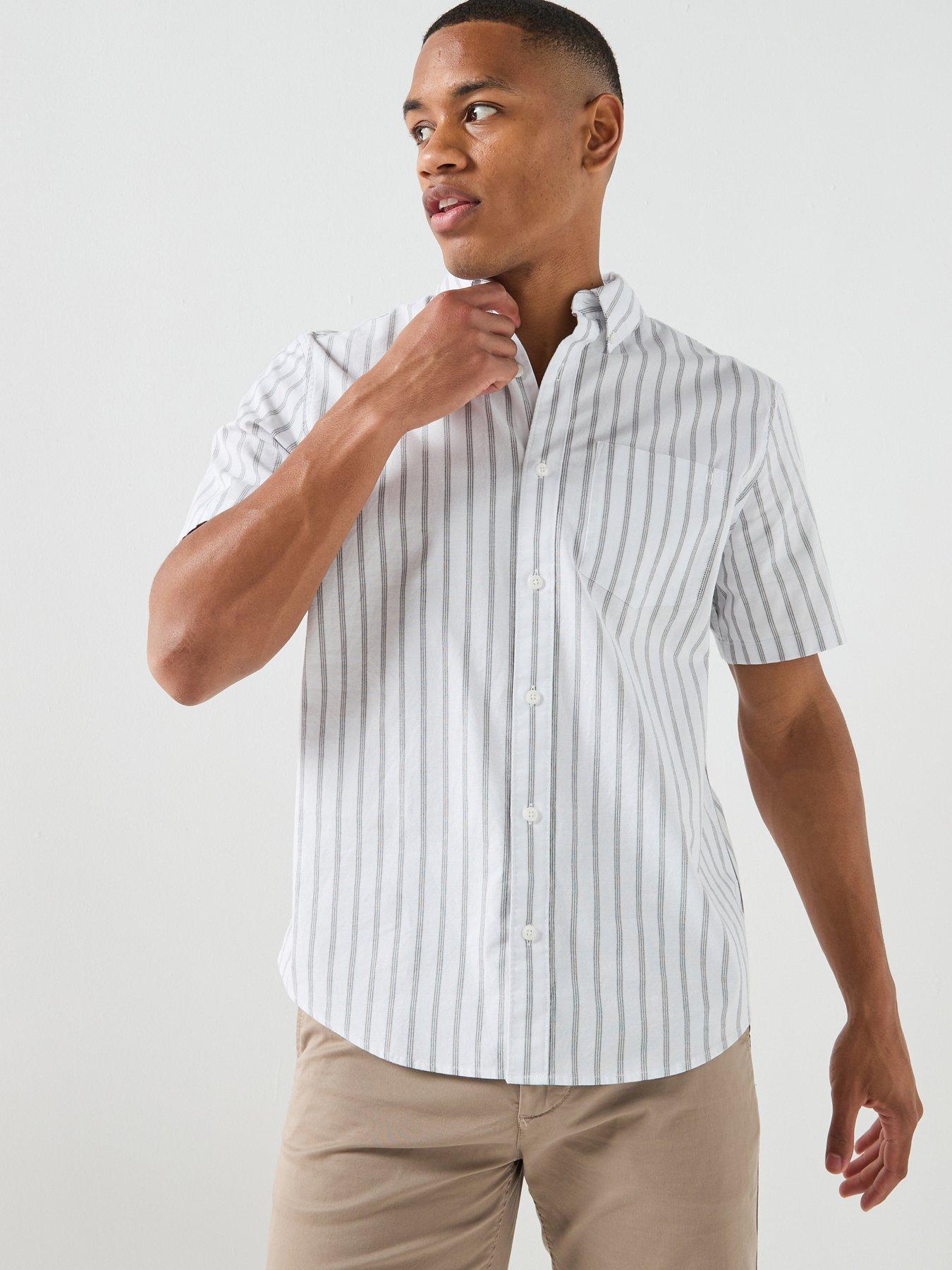 Calvin Klein Jeans Short Sleeve Stripe Oxford Classic Shirt - White