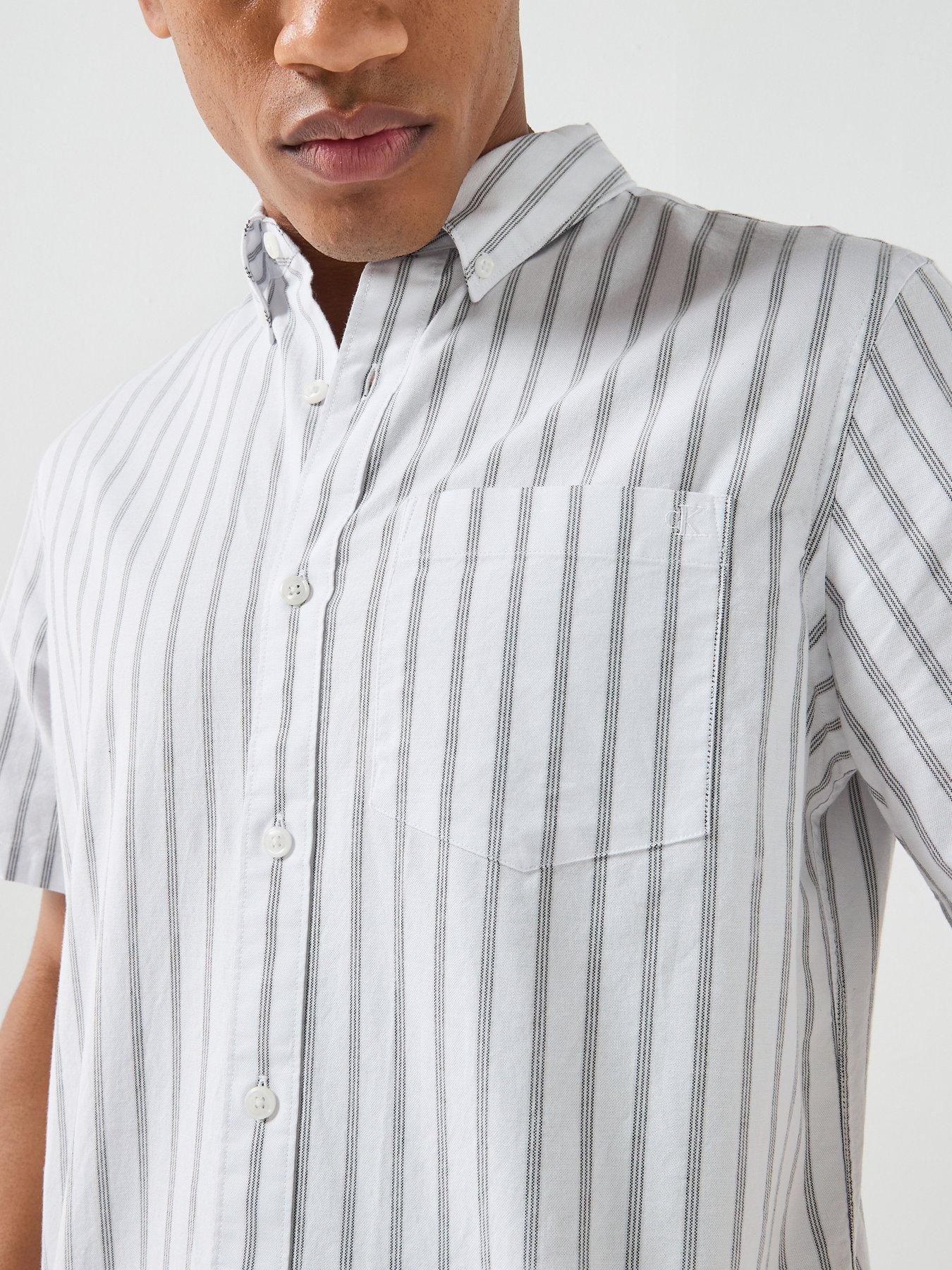 Image 4 of 5 of Calvin Klein Jeans SS YD Stripe Oxford Classic Shirt - White