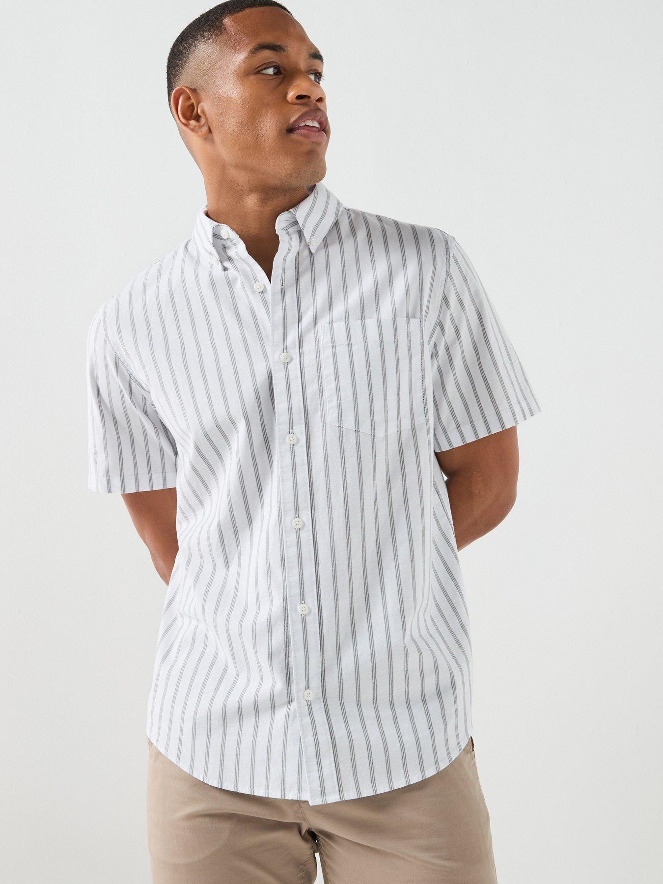 Image 5 of 5 of Calvin Klein Jeans SS YD Stripe Oxford Classic Shirt - White