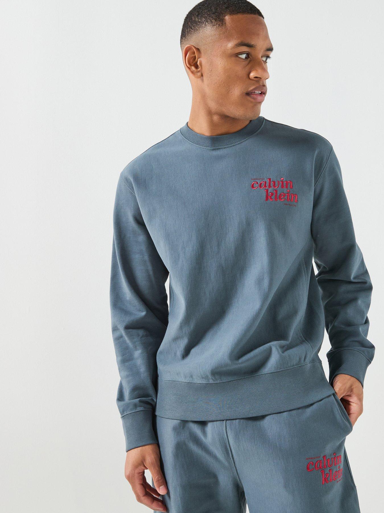 Image 1 of 6 of Calvin Klein Jeans Premium Terry Crew Sweatshirt - Dark Green