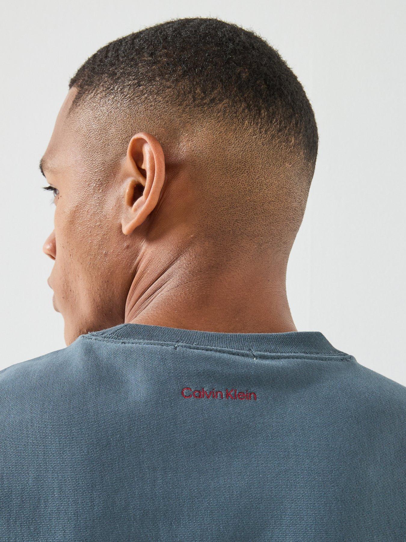 Image 6 of 6 of Calvin Klein Jeans Premium Terry Crew Sweatshirt - Dark Green