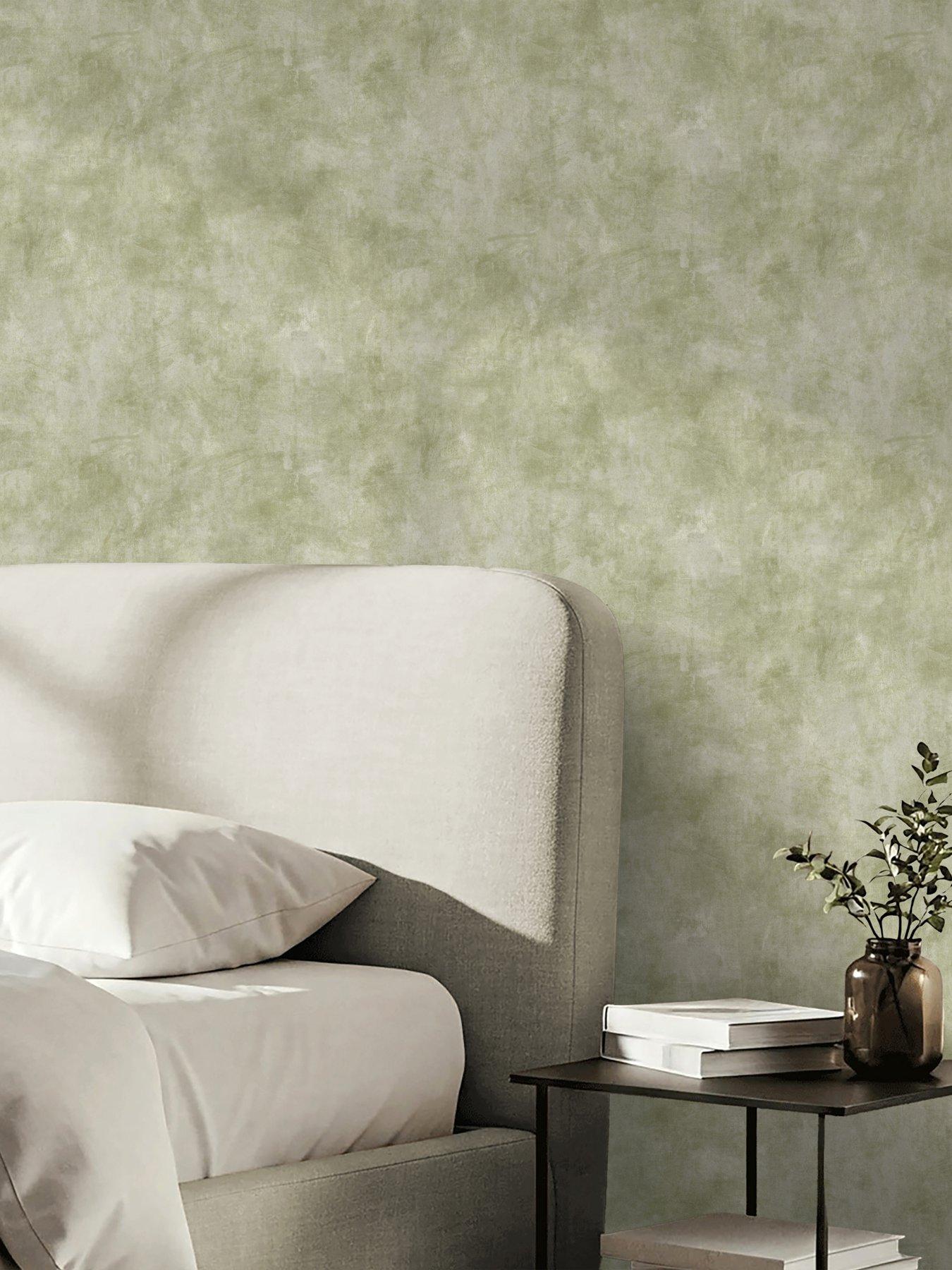 The Very Collection Limewash Plaster-Boa Green Wallpaper