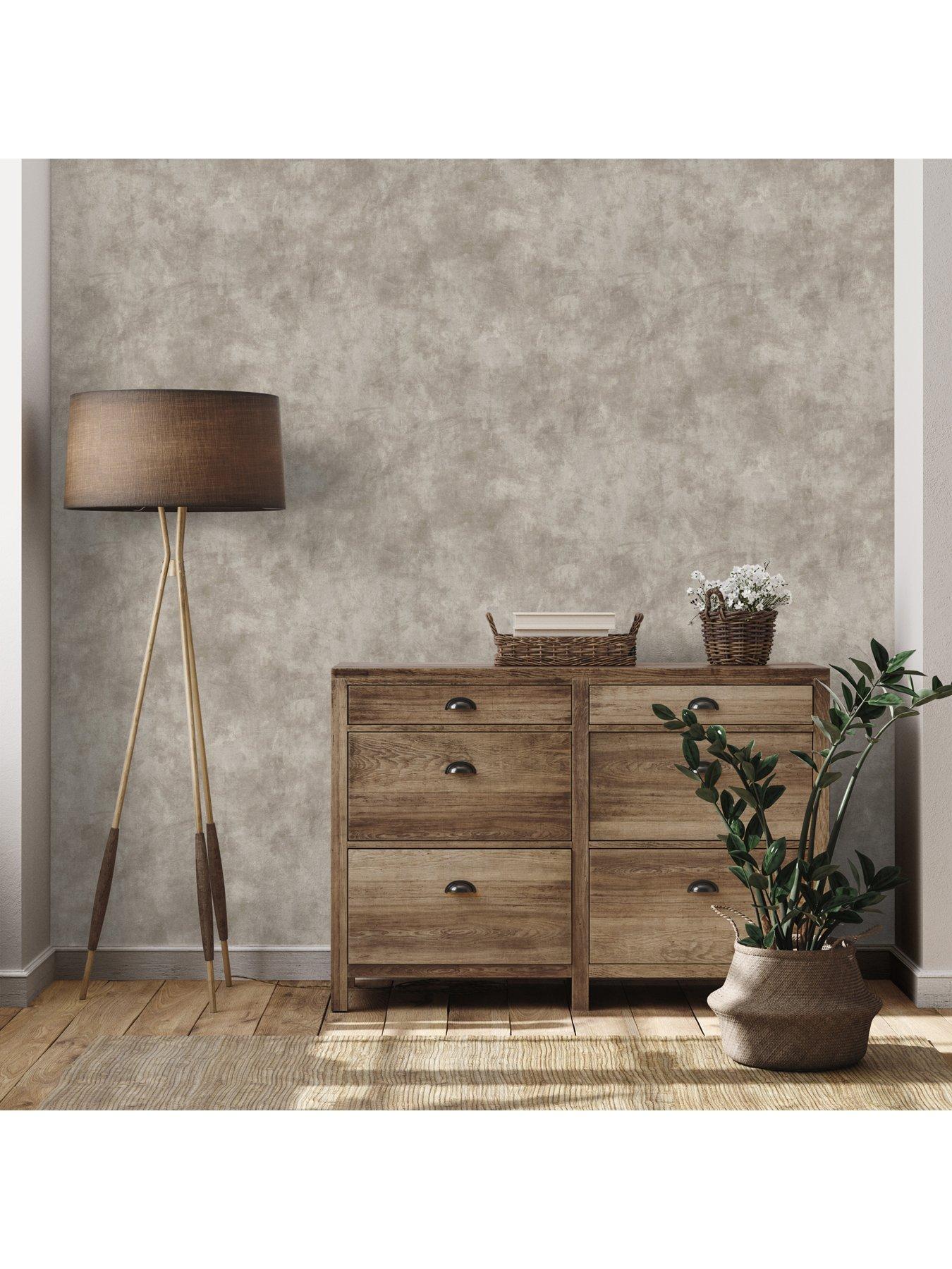 Image 2 of 3 of The Very Collection Limewash Plaster-Taupe Wallpaper