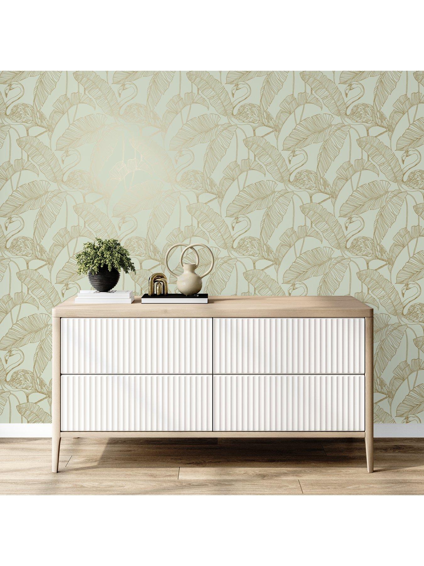 Image 2 of 3 of The Very Collection Flamingo- Mint Wallpaper