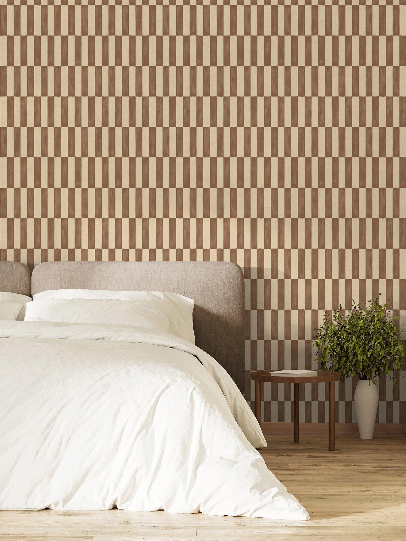 The Very Collection Rectangle Checker- Tanzine Brown Wallpaper