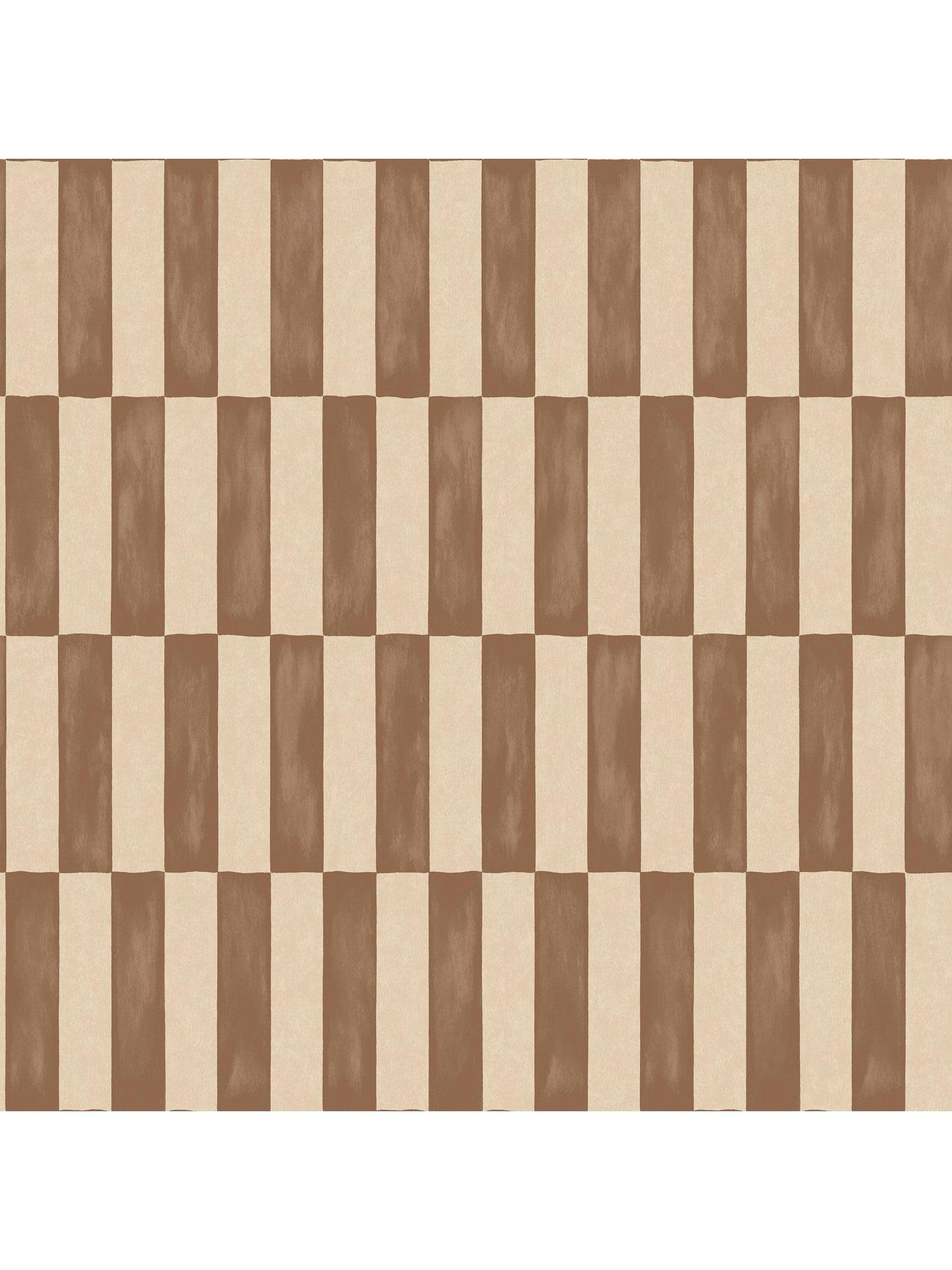 Image 3 of 3 of The Very Collection Rectangle Checker- Tanzine Brown Wallpaper