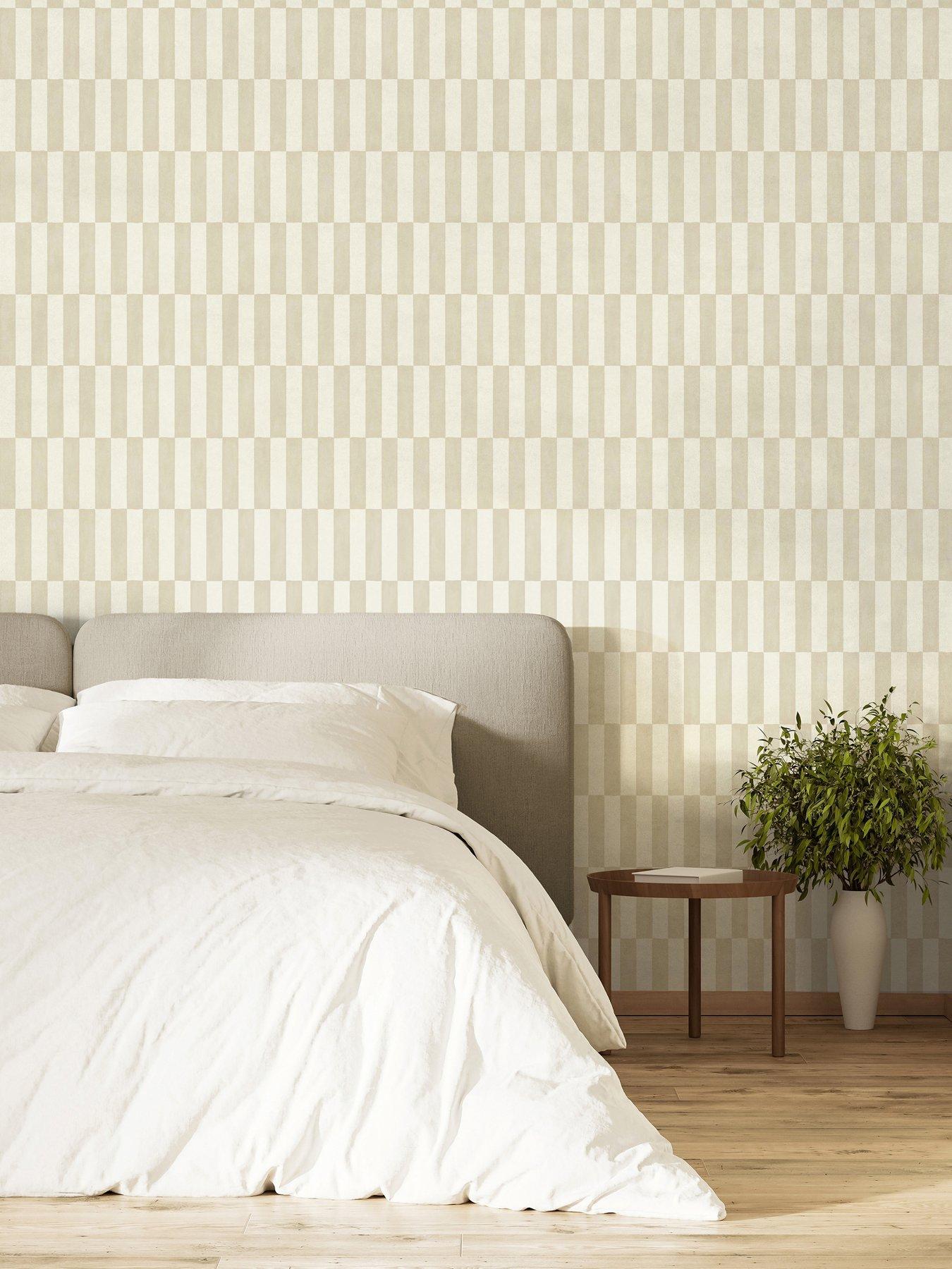 The Very Collection Rectangle Checker- Natural Wallpaper