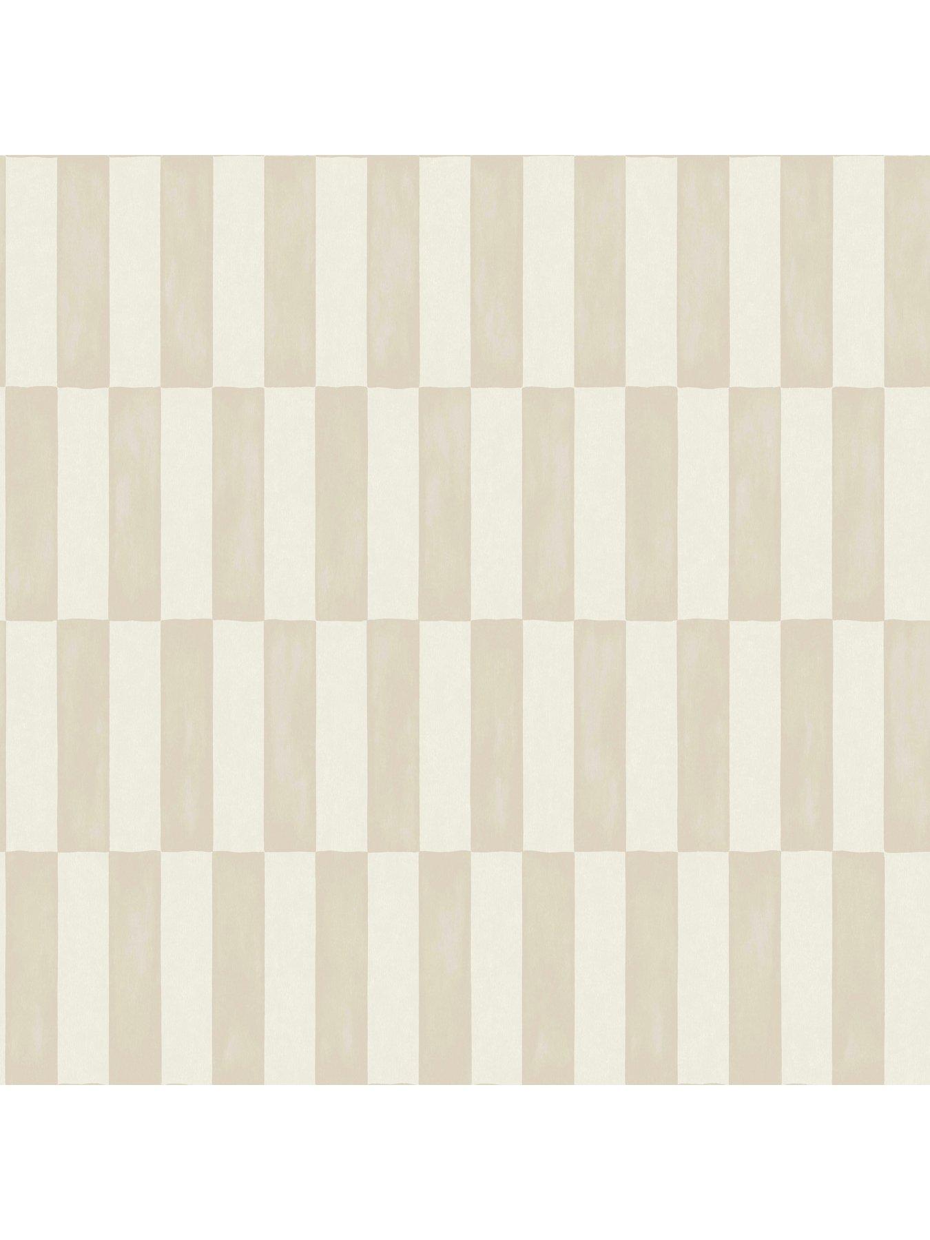 Image 3 of 3 of The Very Collection Rectangle Checker- Natural Wallpaper