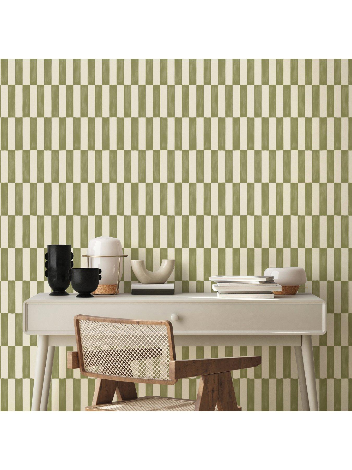  image of the-very-collection-rectangle-checker--olive-wallpaper