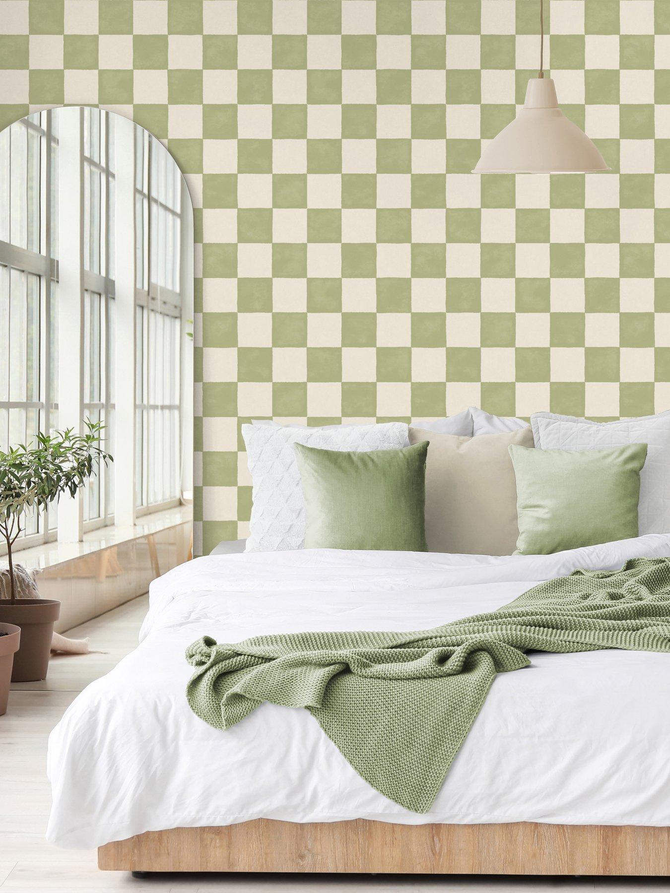 The Very Collection Checker Square- Pear Green Wallpaper