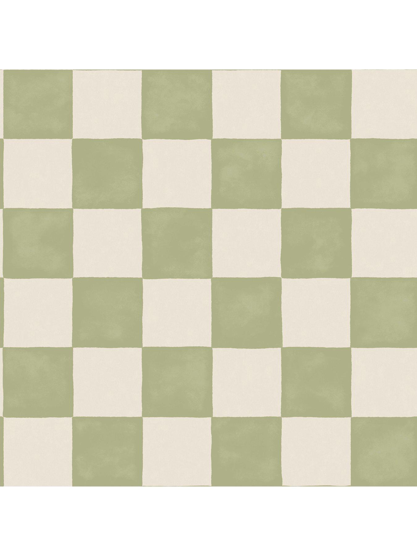Image 3 of 3 of The Very Collection Checker Square- Pear Green Wallpaper