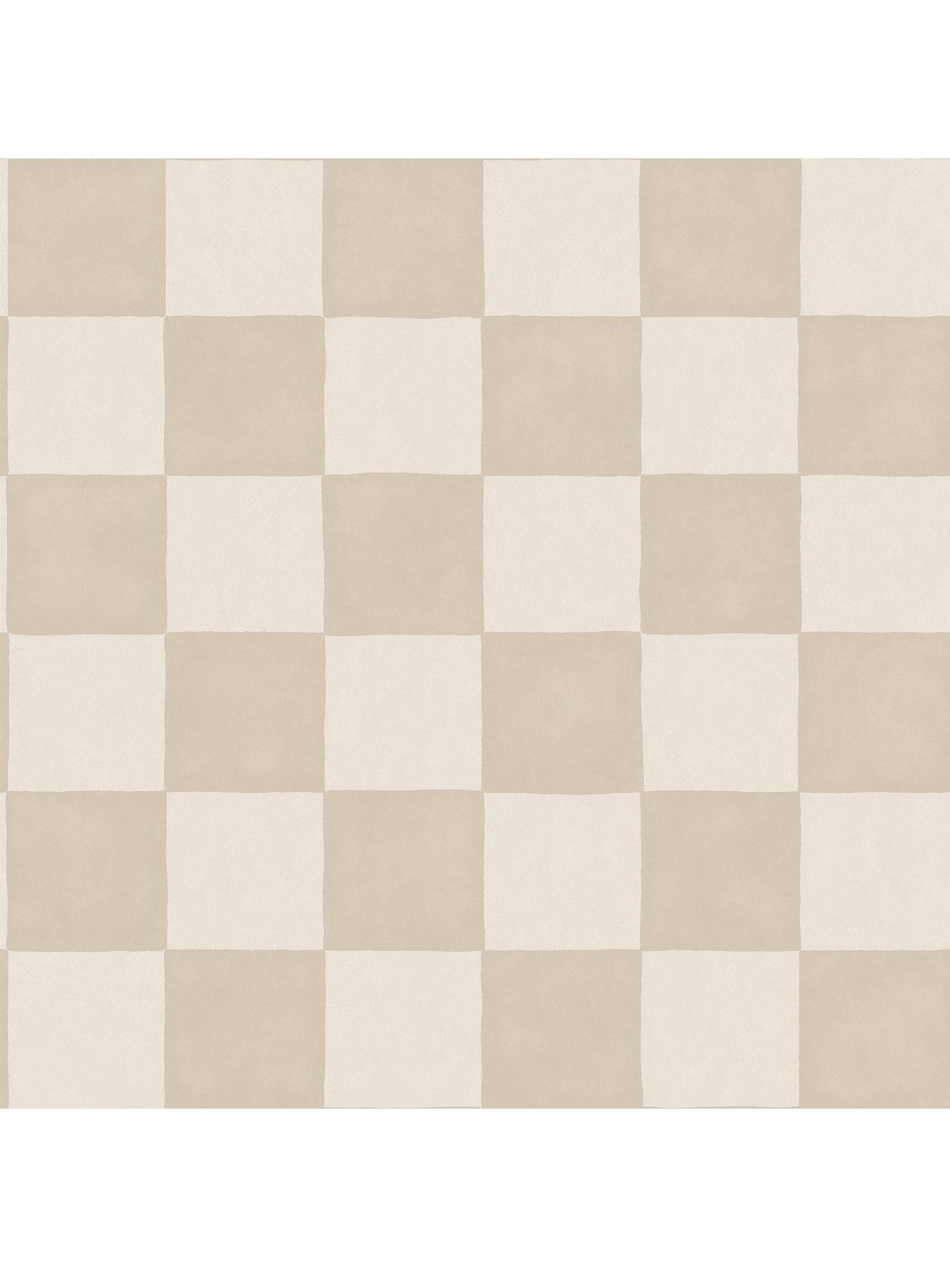  image of the-very-collection-checker-square--natural-wallpaper