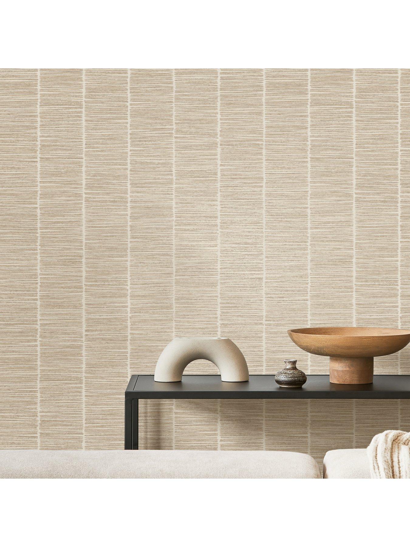 Image 2 of 3 of The Very Collection Textured Stripe-Tanzine Brown Wallpaper
