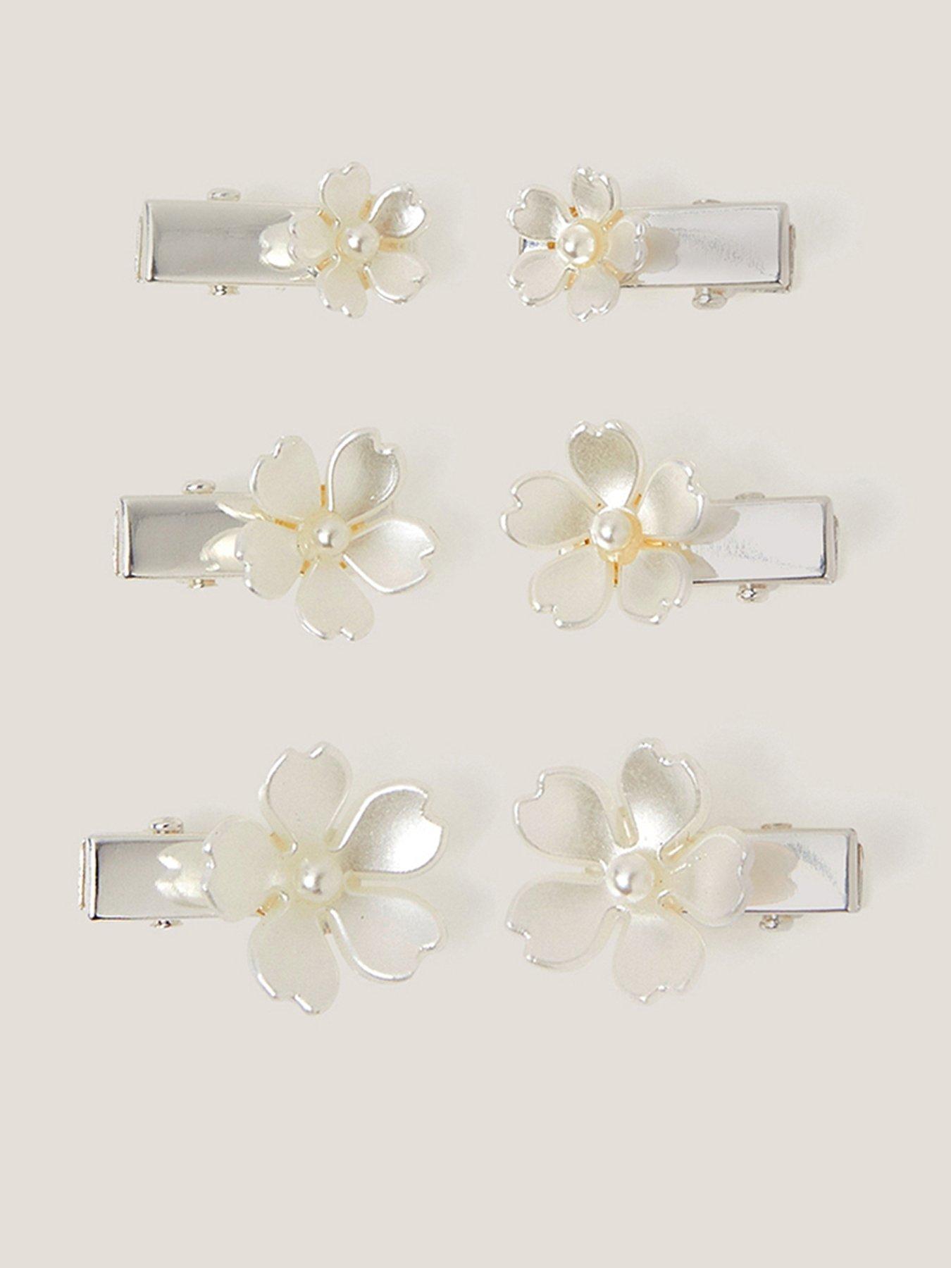 Monsoon Girls Bridesmaid 6 Pack Flower Clips - Light Cream