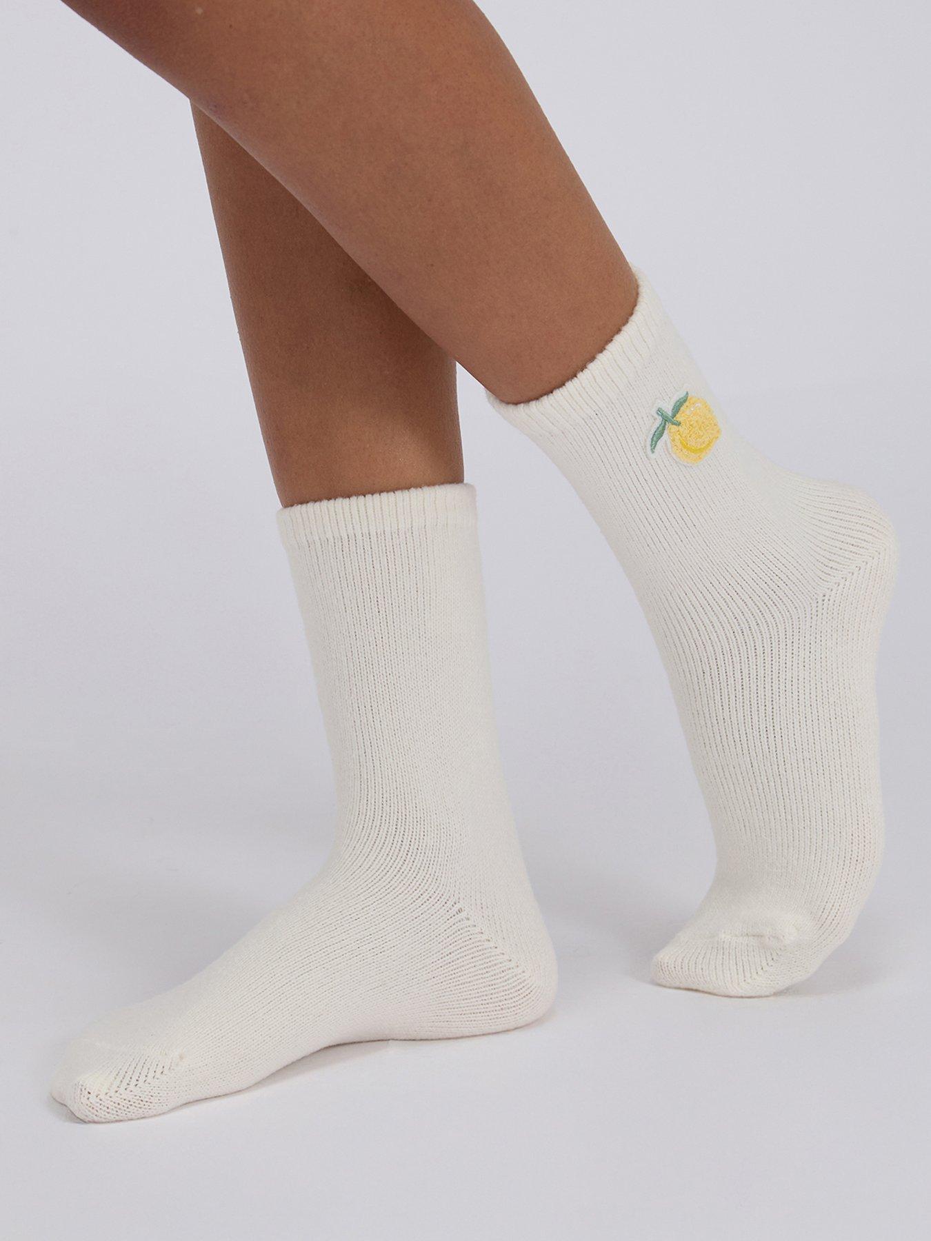 Boux Avenue Lemon Cosy Sock - Ivory Mix