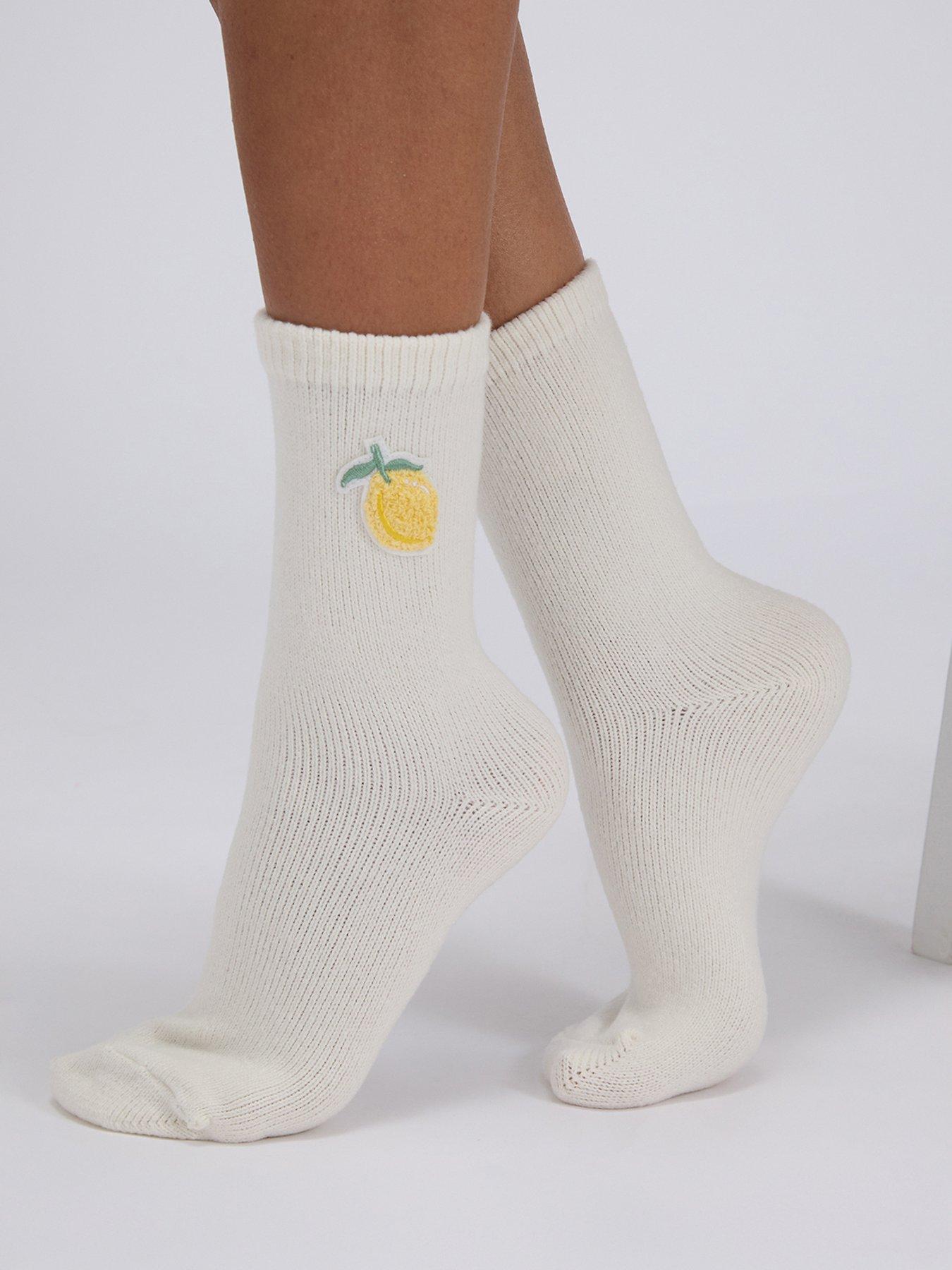 stillFront image of boux-avenue-lemon-cosy-sock-ivory-mix