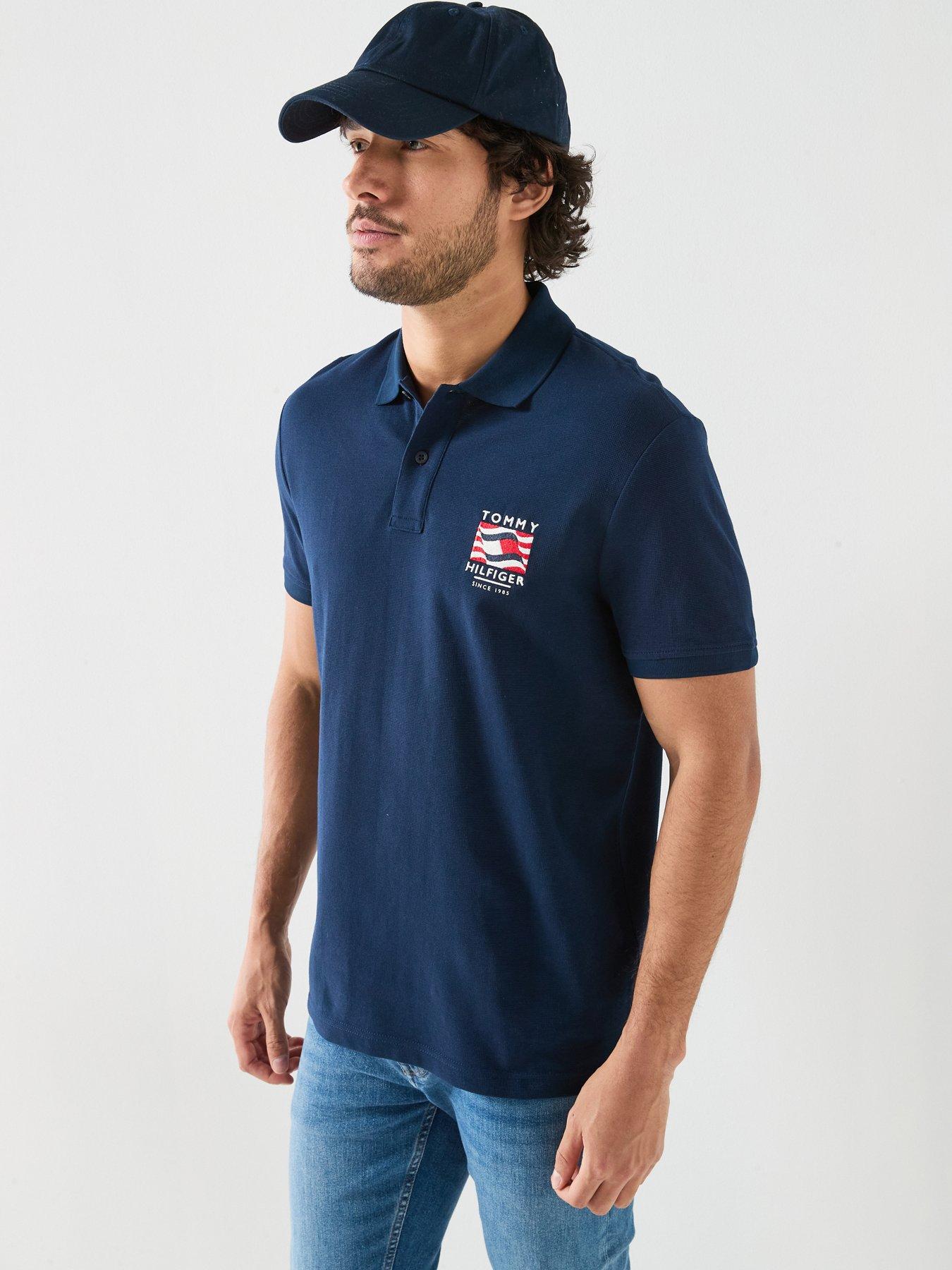 Tommy Hilfiger Americana Flag Logo Regular Fit Polo Shirt - Navy