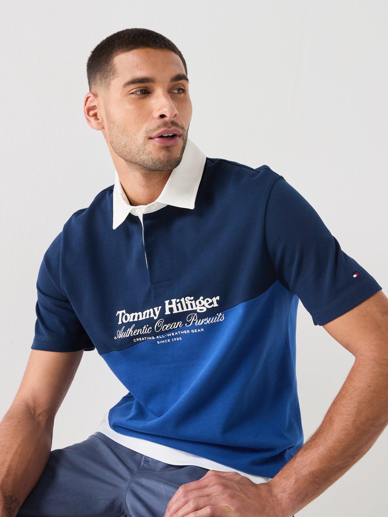 Tommy Hilfiger Graphic Colour Block Polo Shirt - Navy