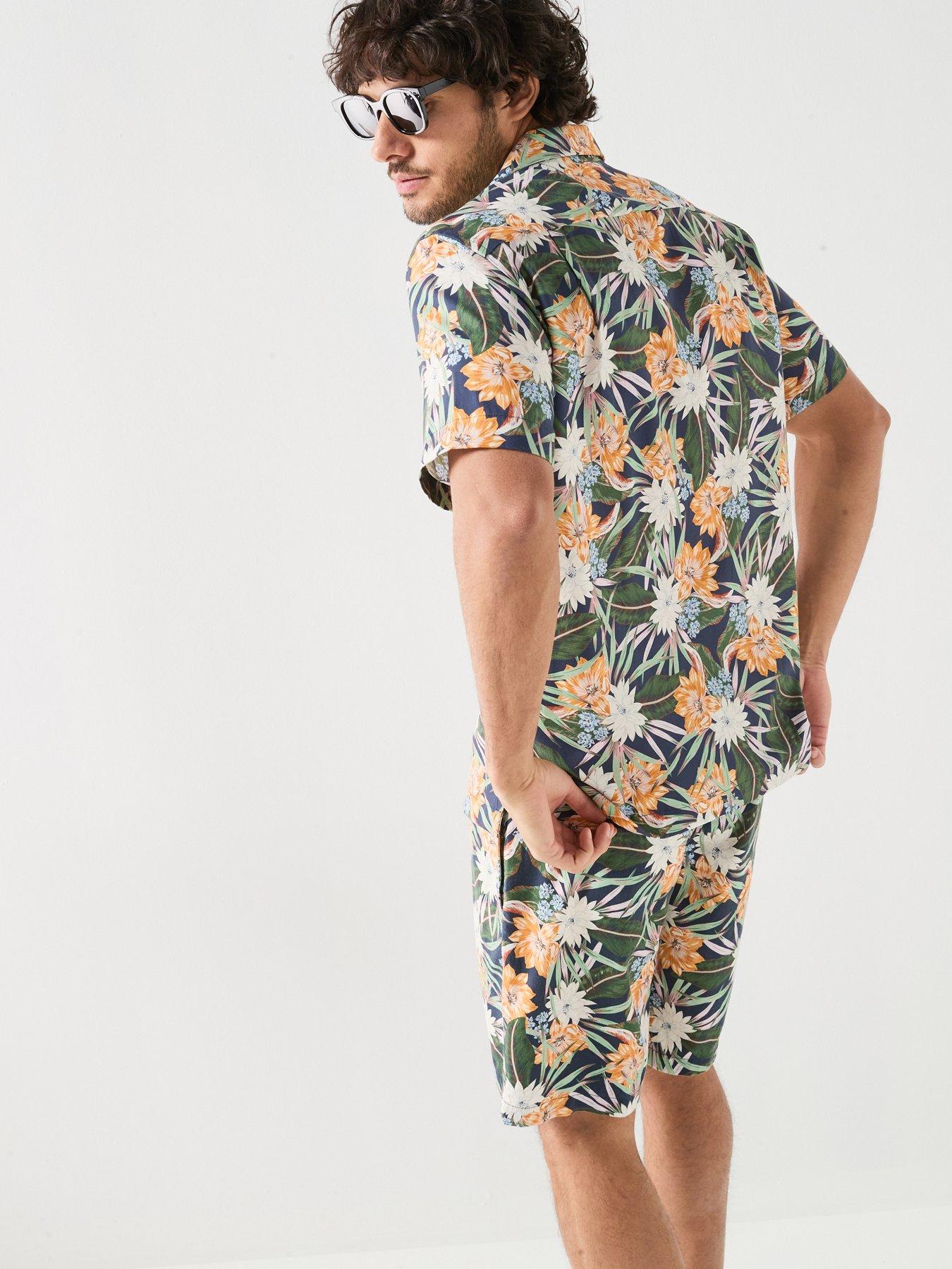 Image 2 of 6 of Tommy Hilfiger Floral Print Short Sleeve Shirt - Navy/Multi