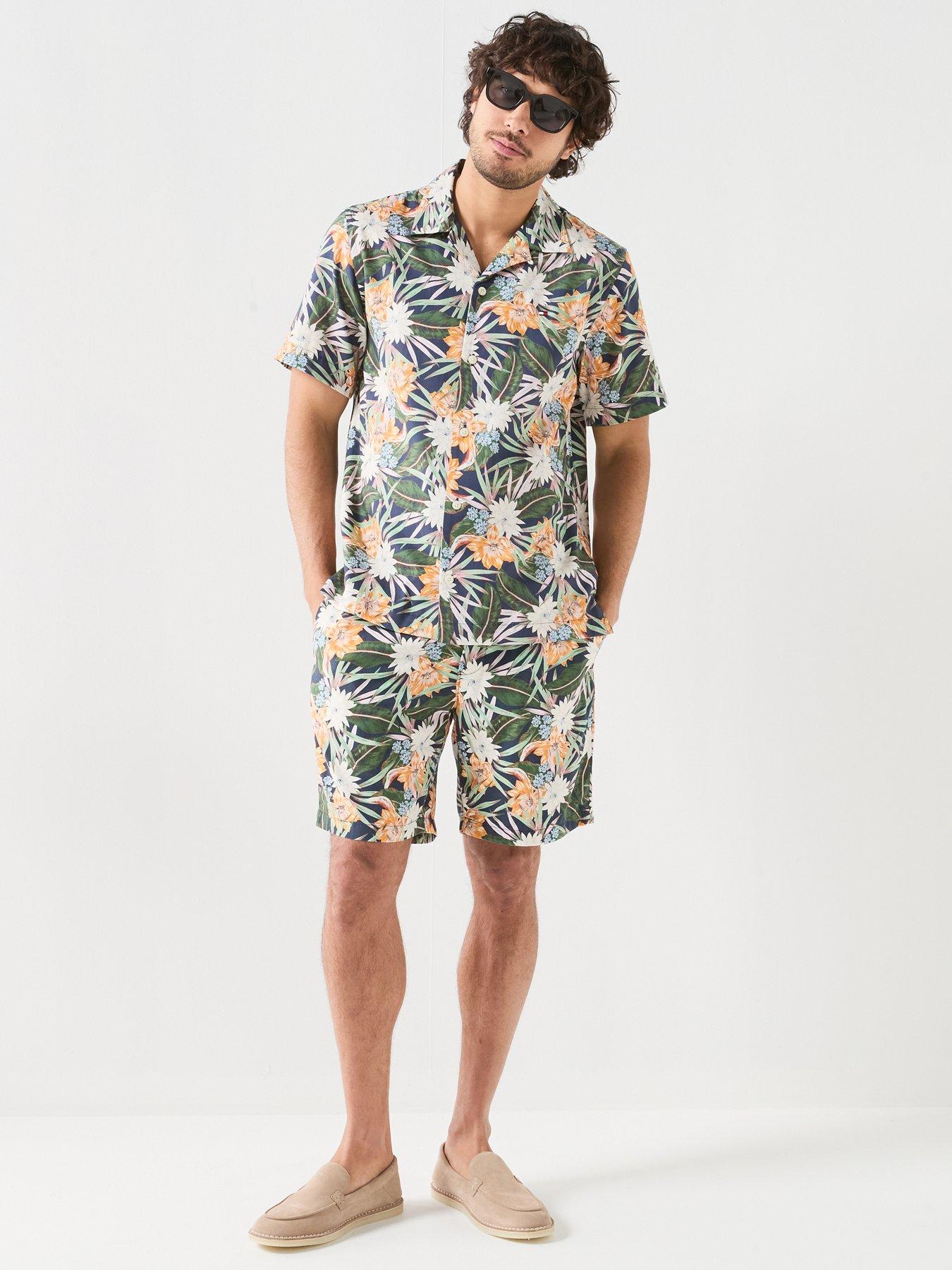 Image 3 of 6 of Tommy Hilfiger Floral Print Short Sleeve Shirt - Navy/Multi