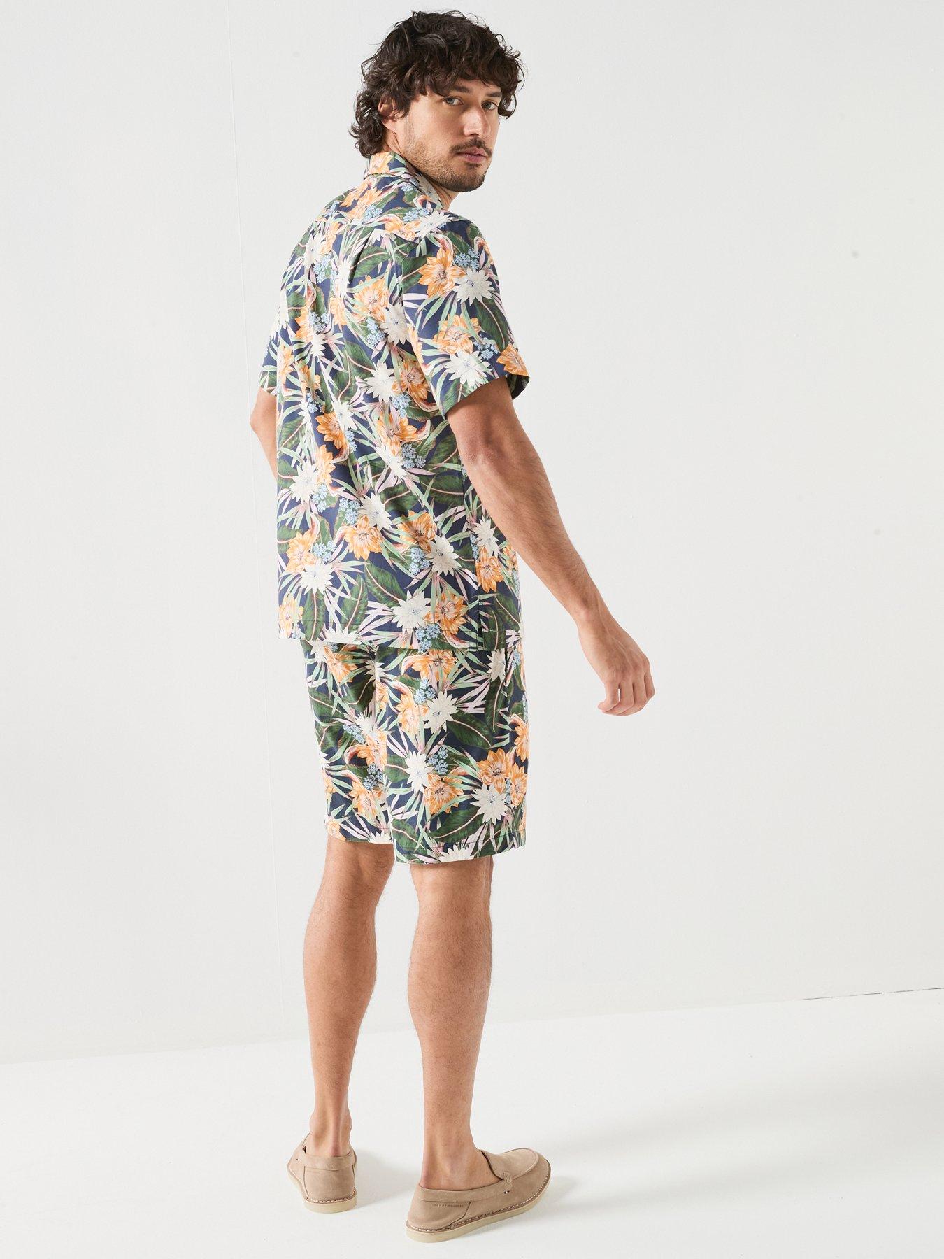 Image 5 of 6 of Tommy Hilfiger Floral Print Short Sleeve Shirt - Navy/Multi