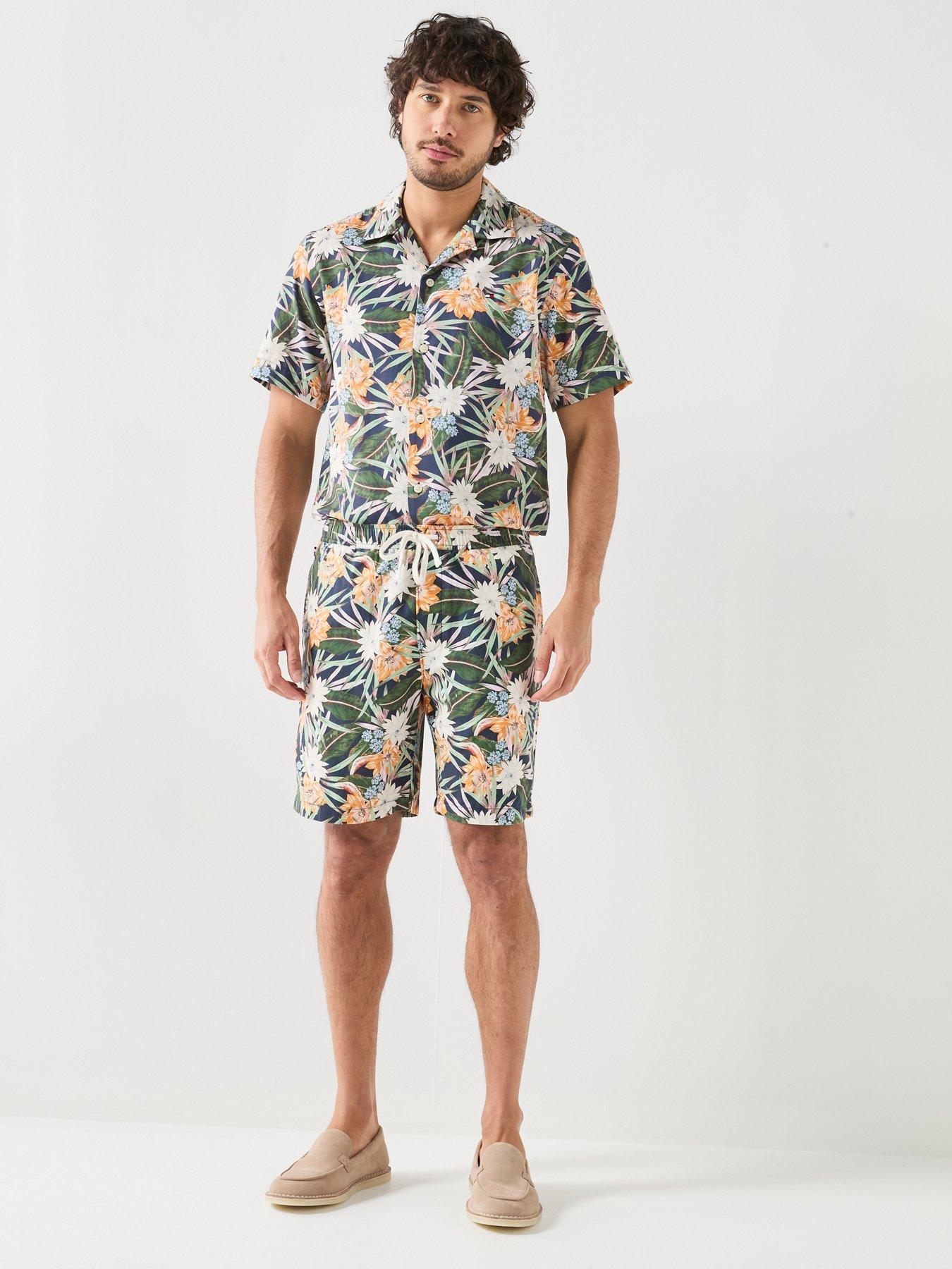 Image 6 of 6 of Tommy Hilfiger Floral Print Short Sleeve Shirt - Navy/Multi