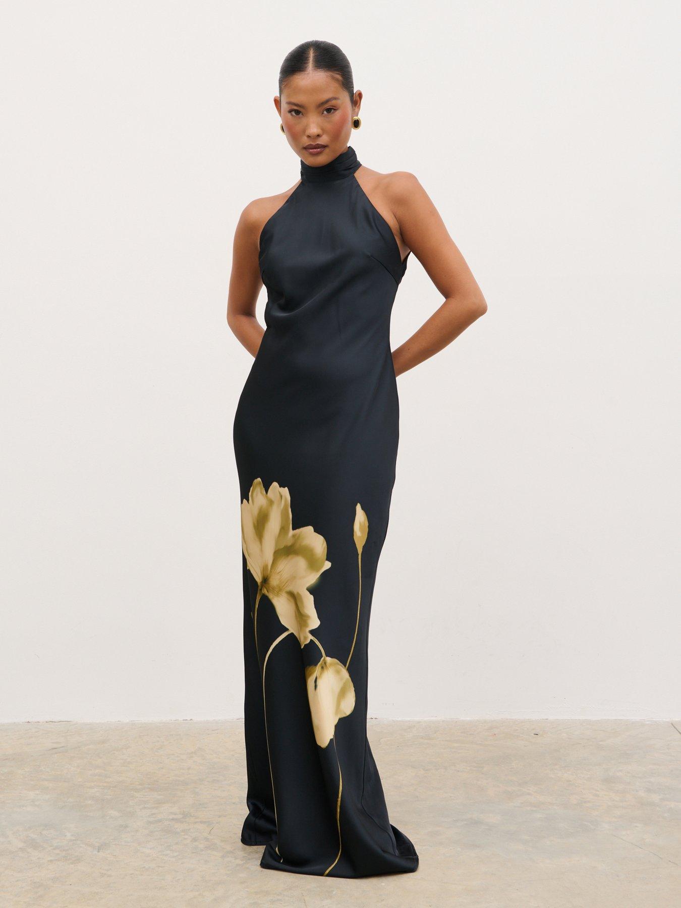 Pretty Lavish Kiara Halterneck Maxi Dress - Largescale Poppy